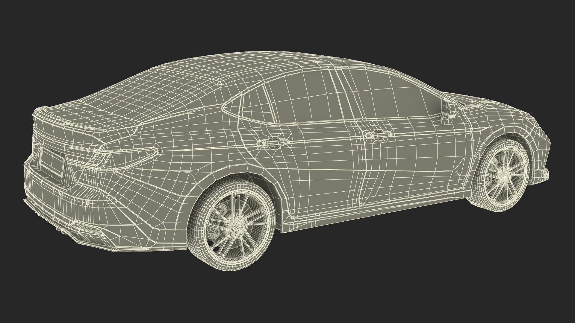 3D model Mid Size Sedan Black