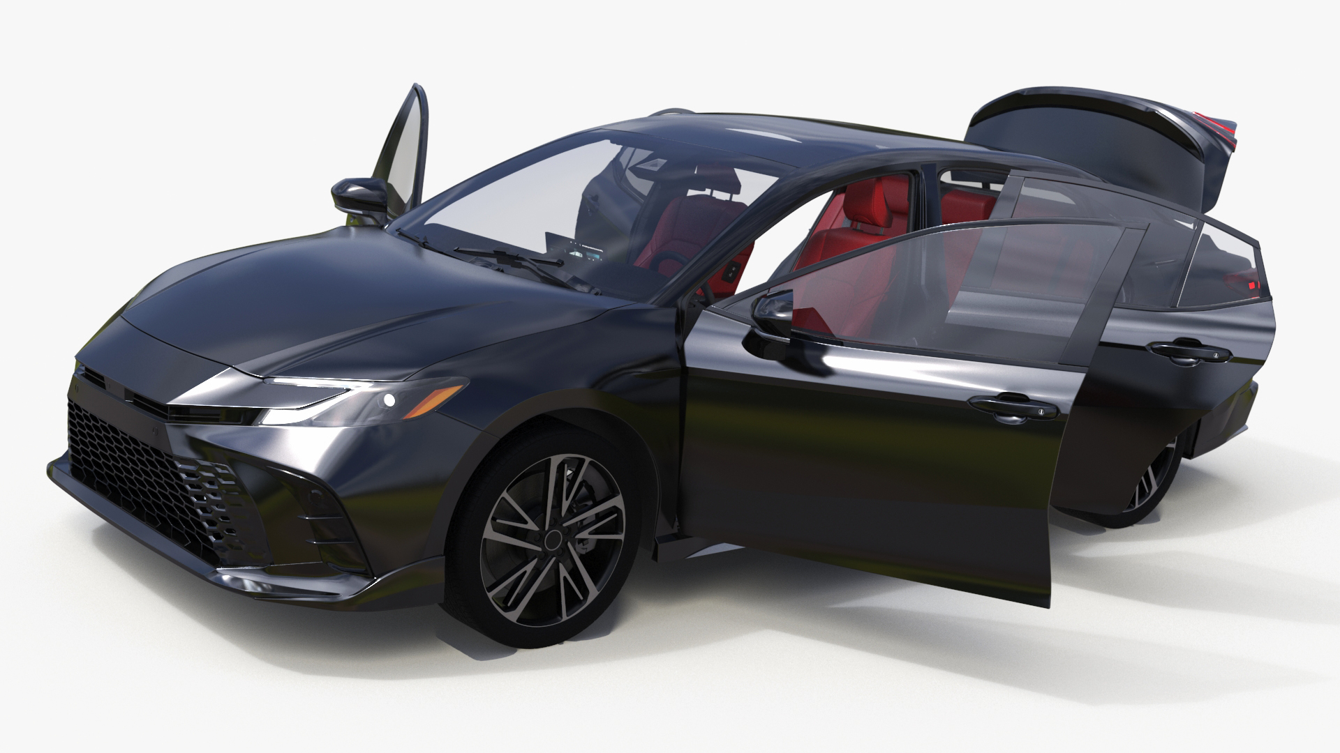 3D model Mid Size Sedan Black