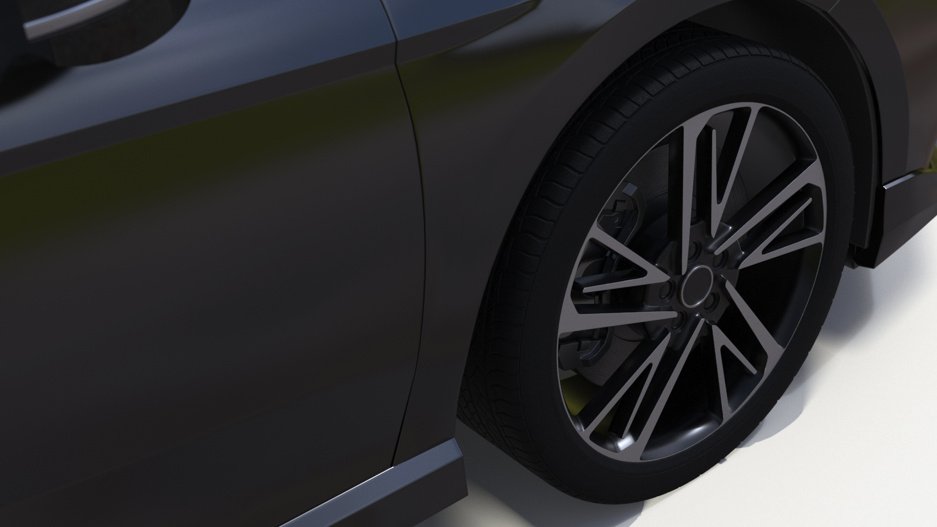 3D model Mid Size Sedan Black