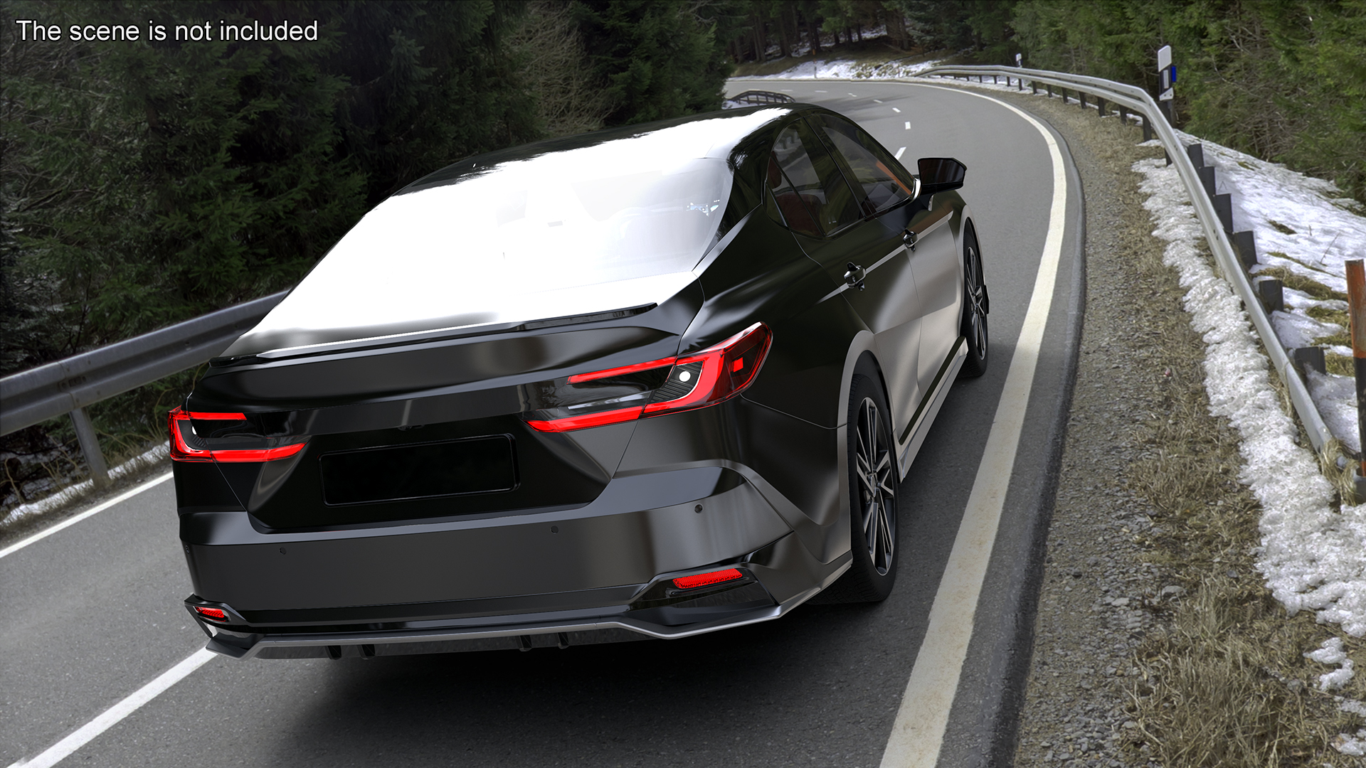 3D model Mid Size Sedan Black