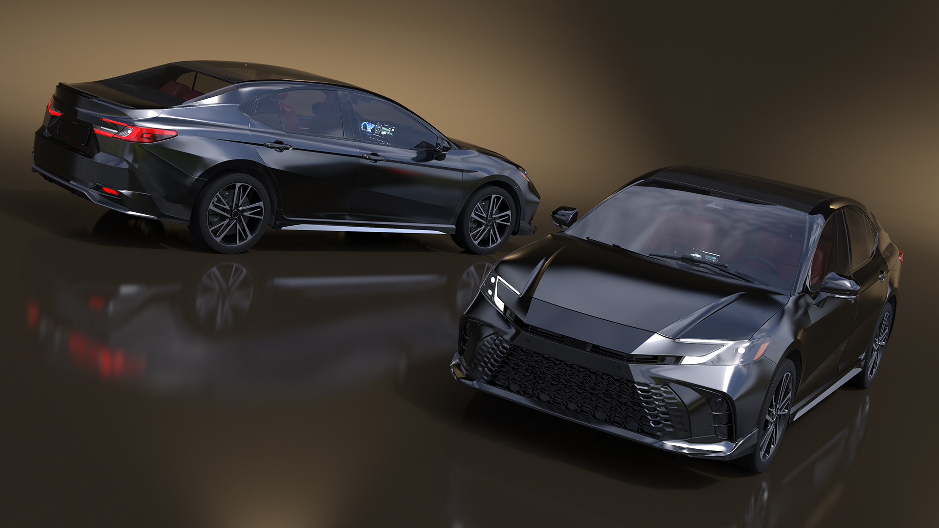 3D model Mid Size Sedan Black