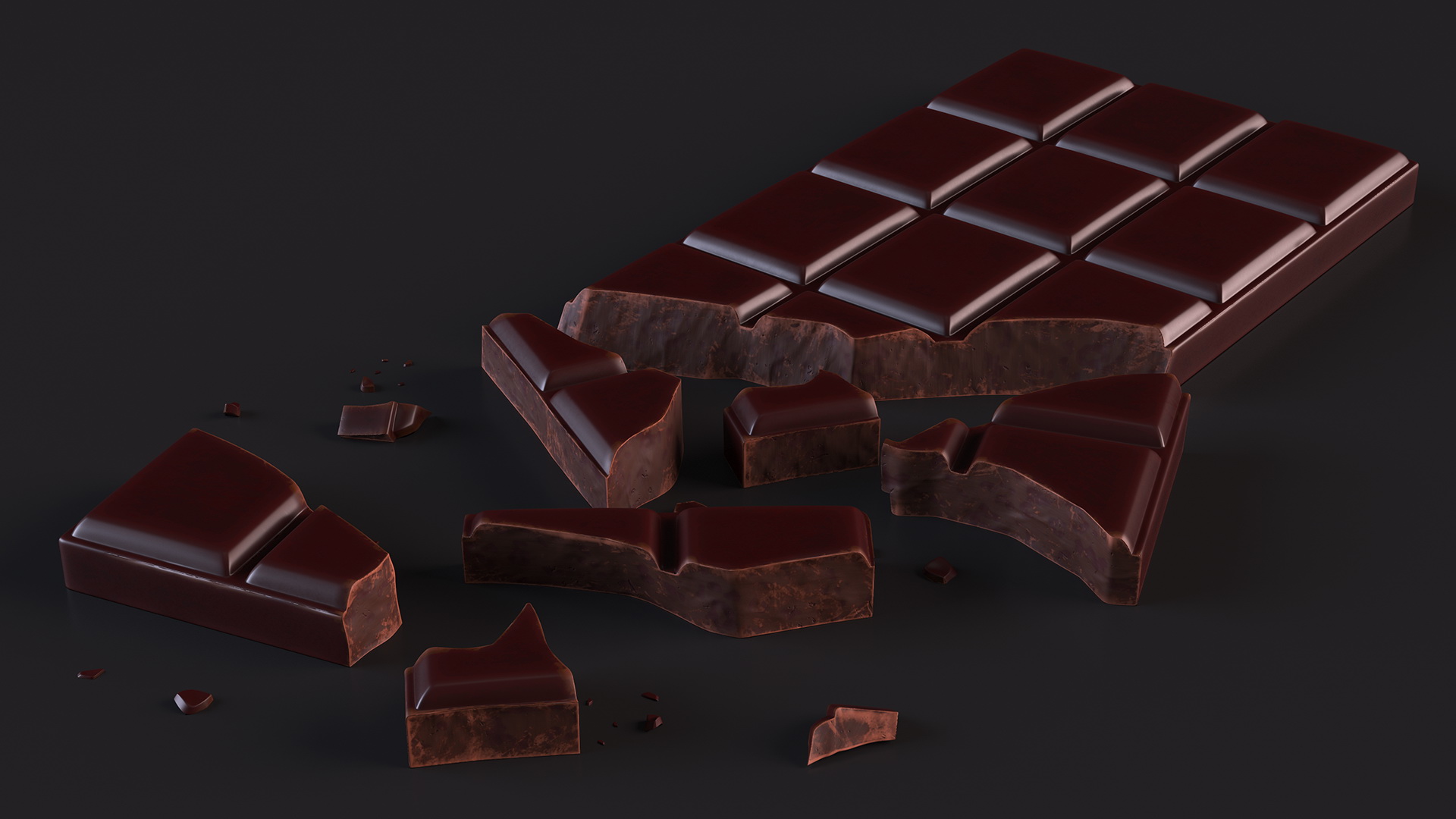 3D Crushed Dark Chocolate Bar