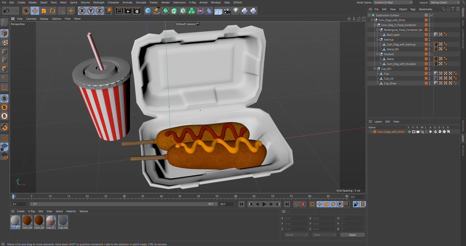 3D model Corn Dogs with Drink