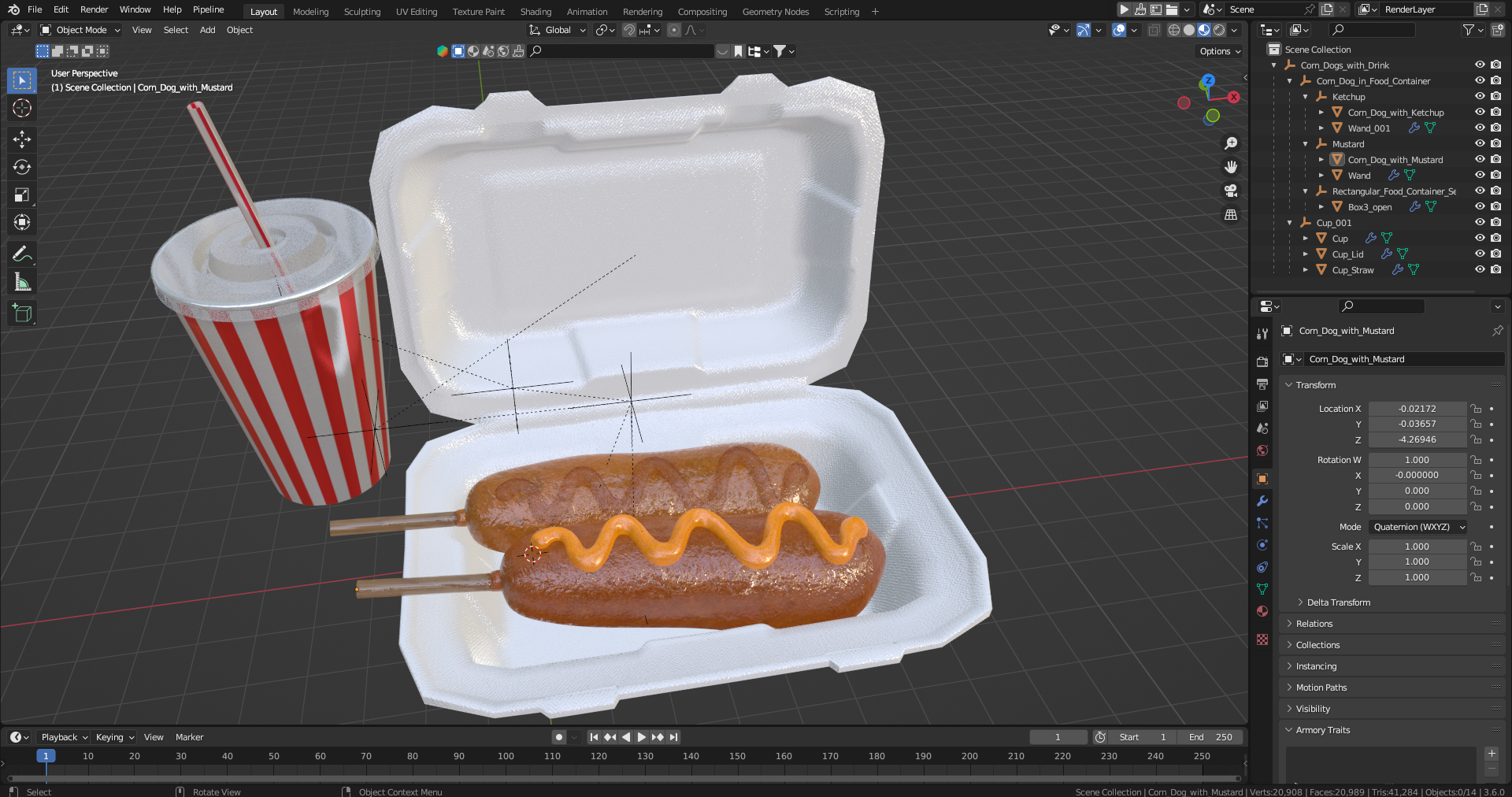 3D model Corn Dogs with Drink