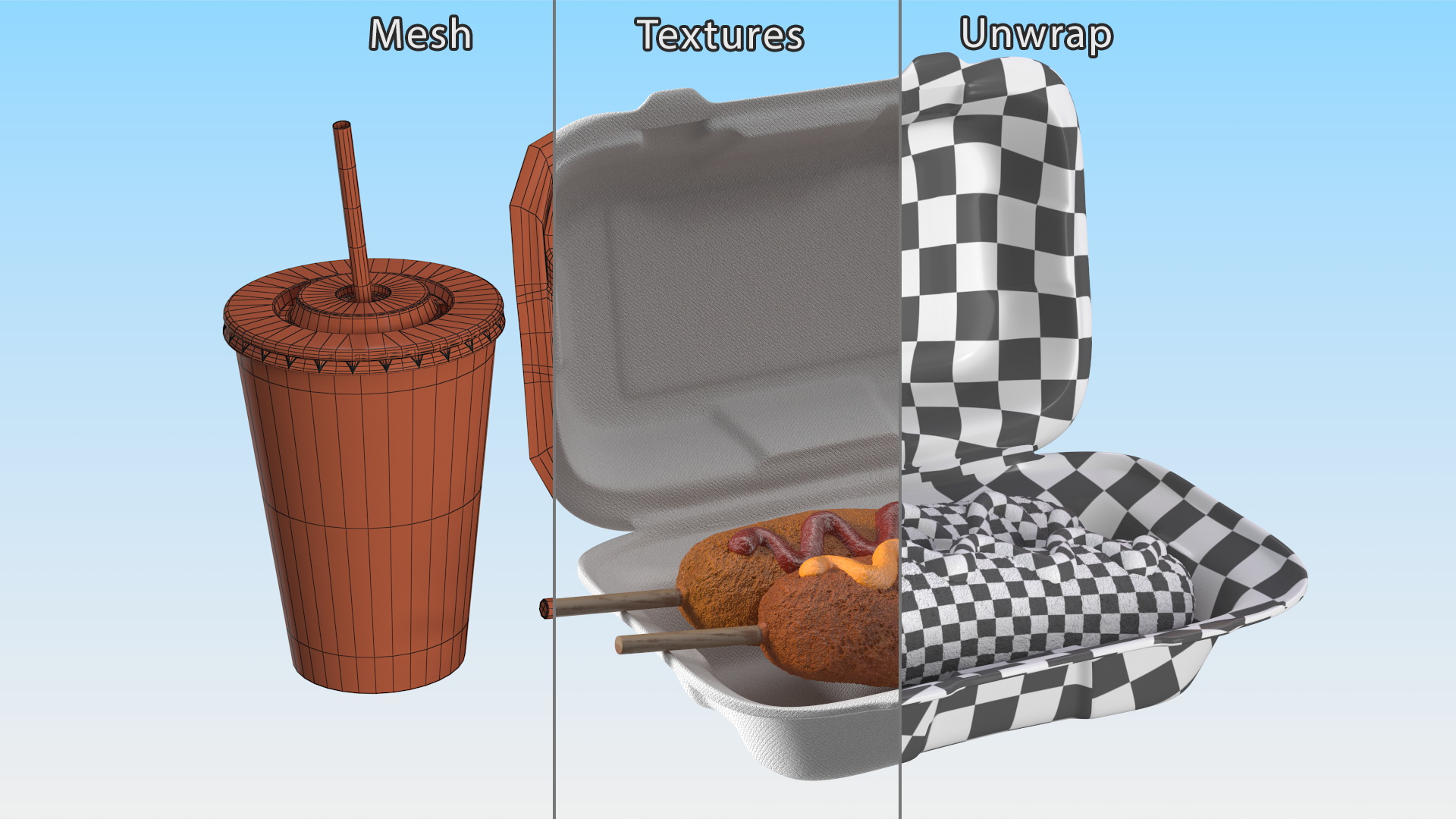 3D model Corn Dogs with Drink