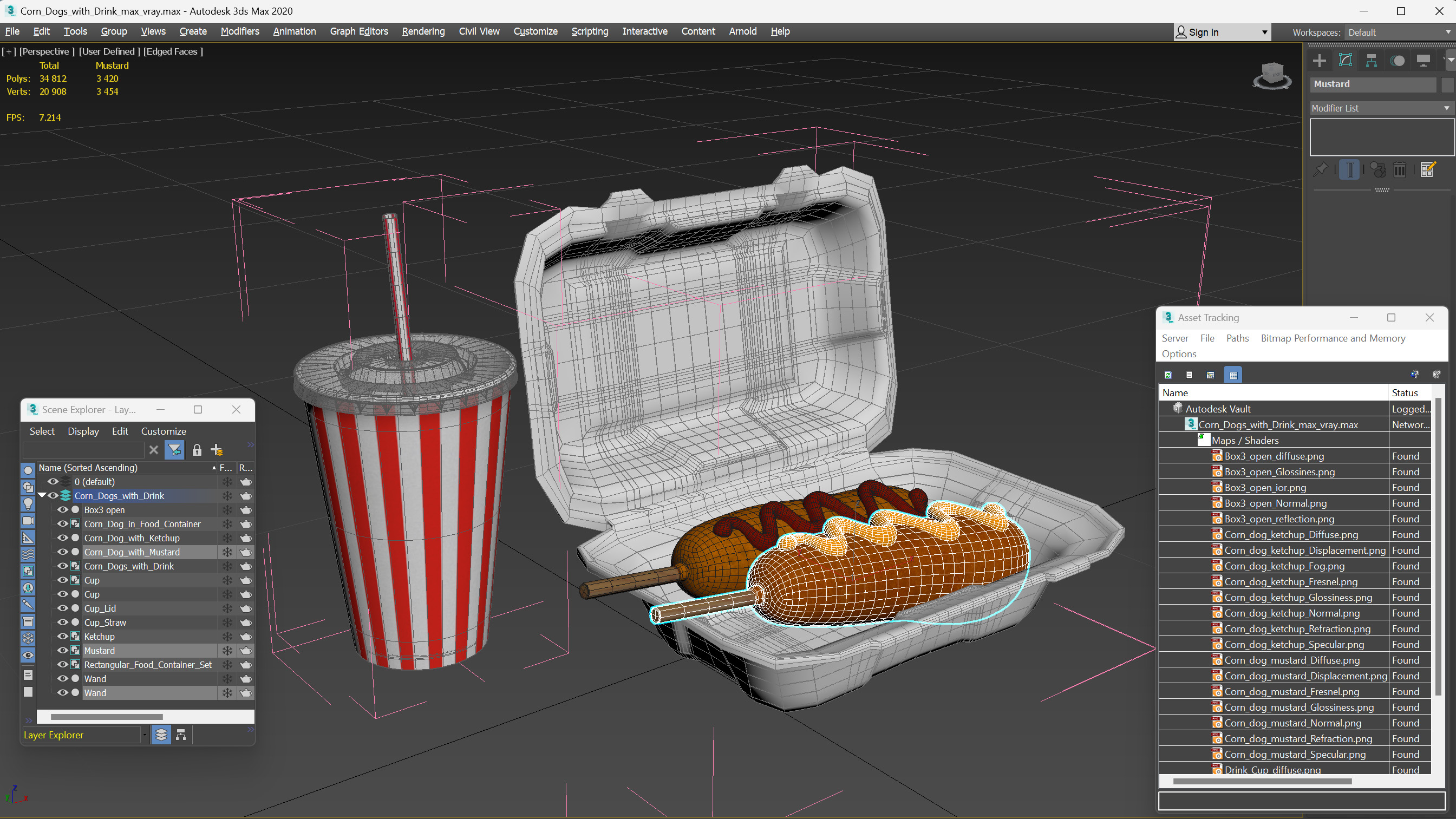 3D model Corn Dogs with Drink