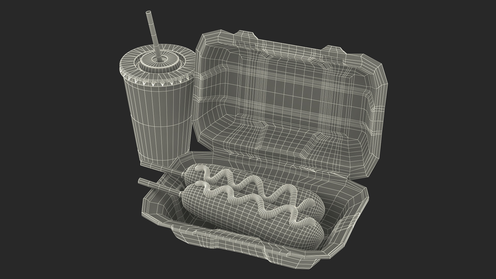 3D model Corn Dogs with Drink