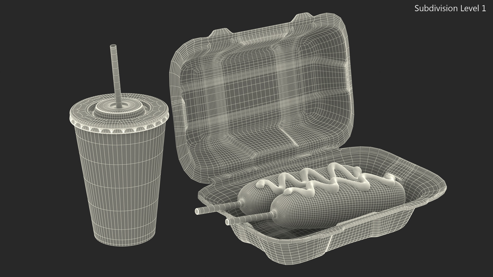 3D model Corn Dogs with Drink