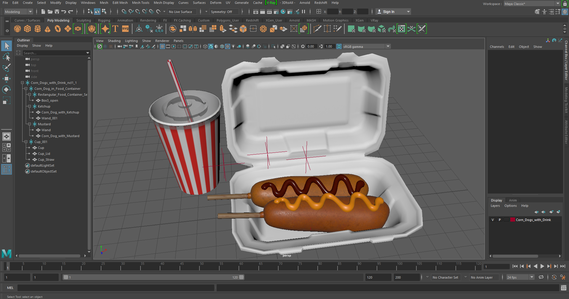 3D model Corn Dogs with Drink