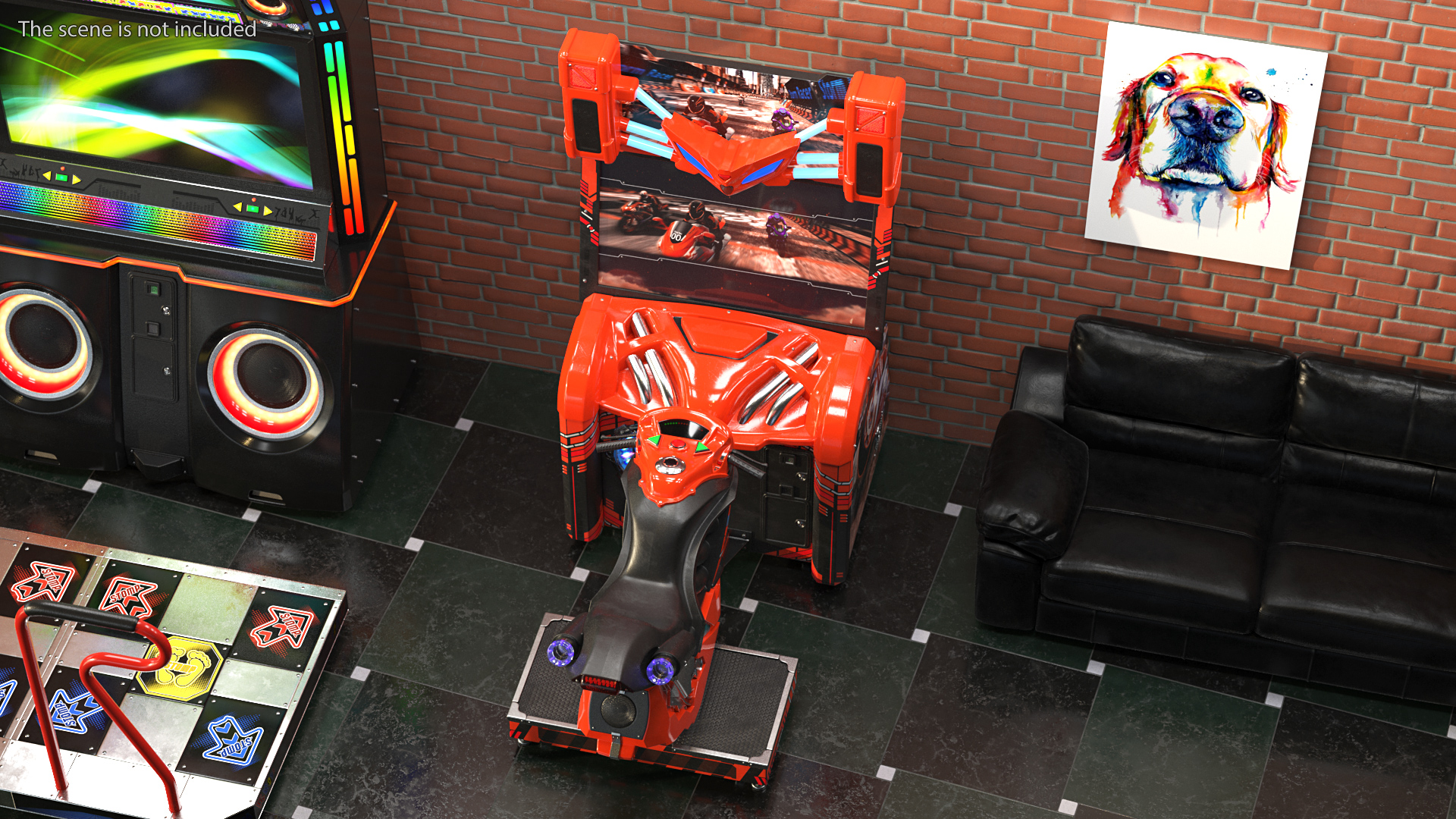 3D model Motorcycle Racing Arcade Machine ON