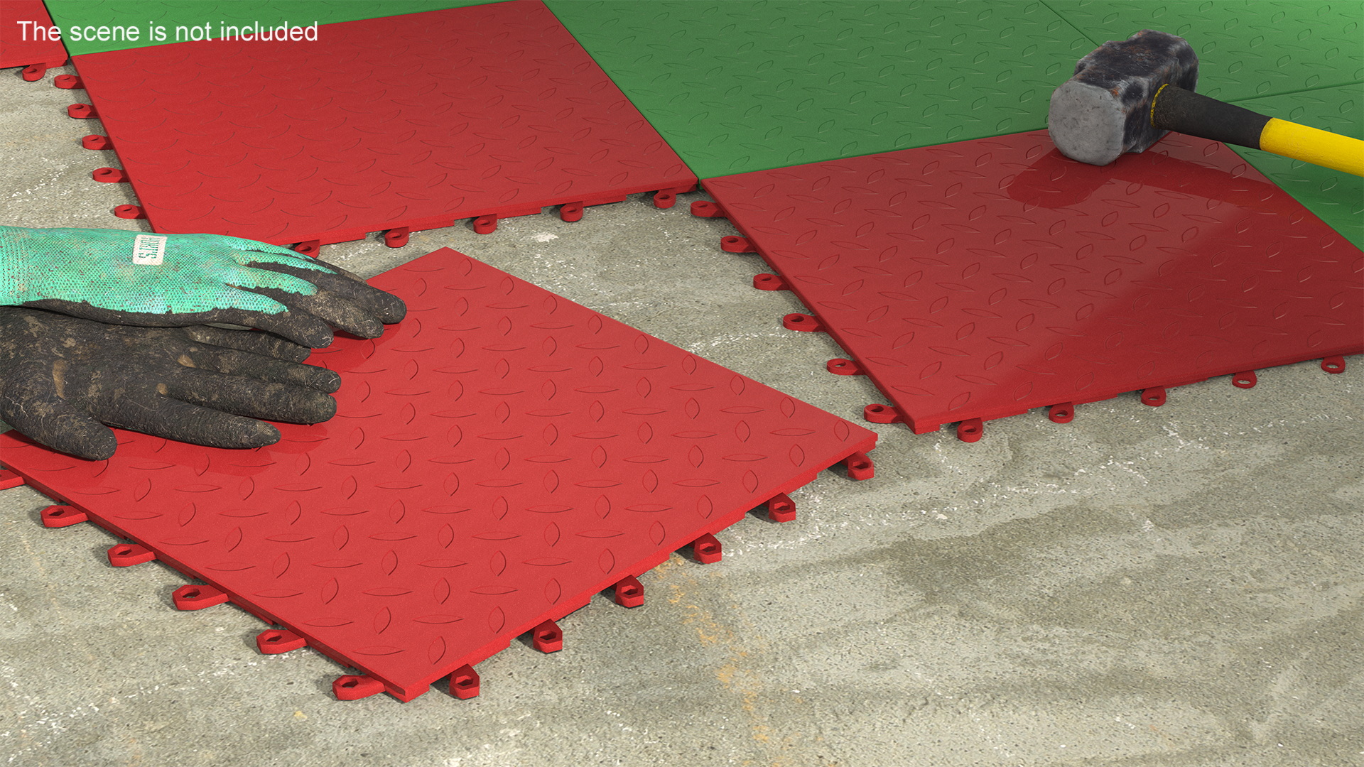 3D model Connectable Floor Mat Red