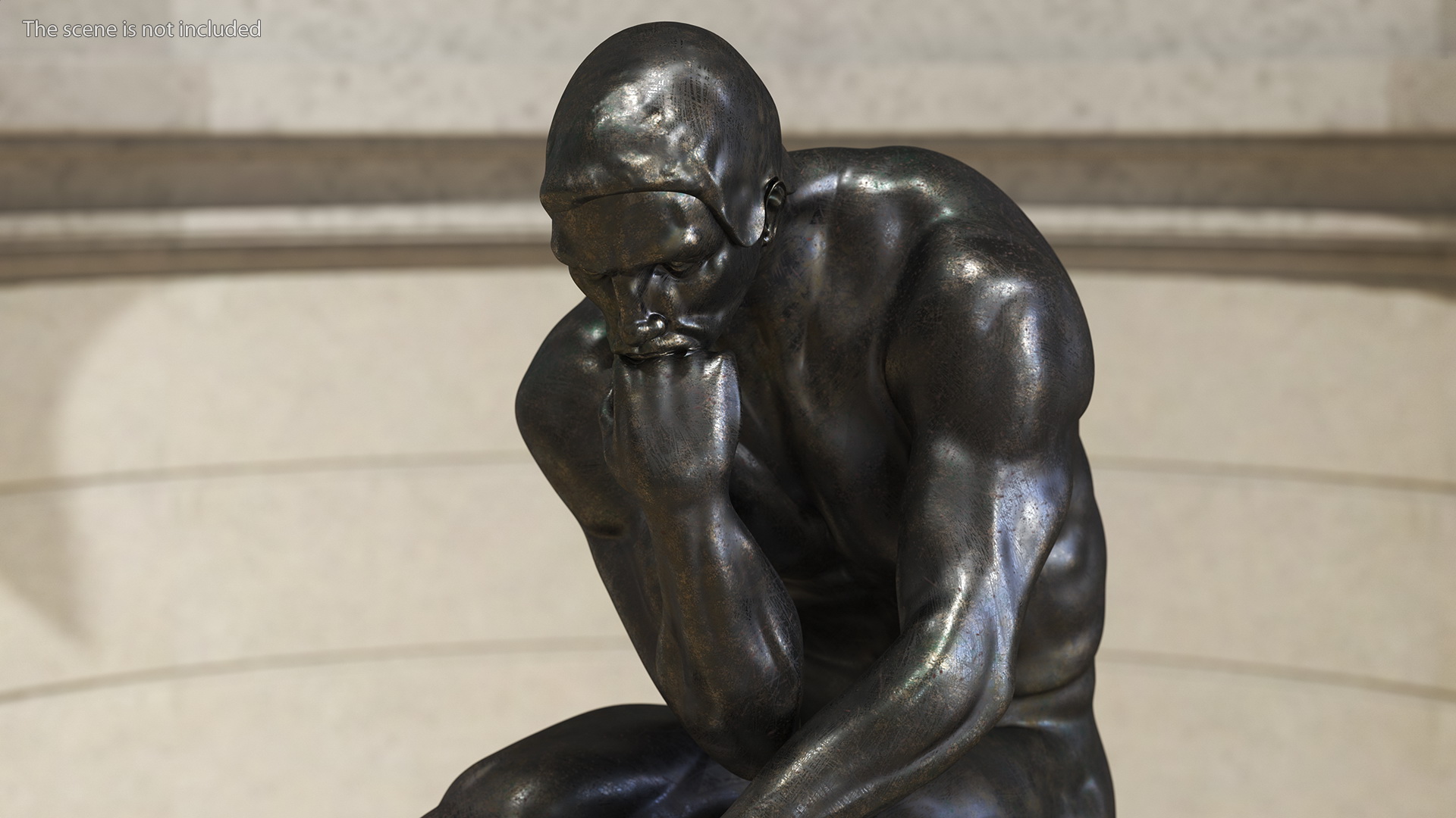 3D model The Thinker Statue Bronze