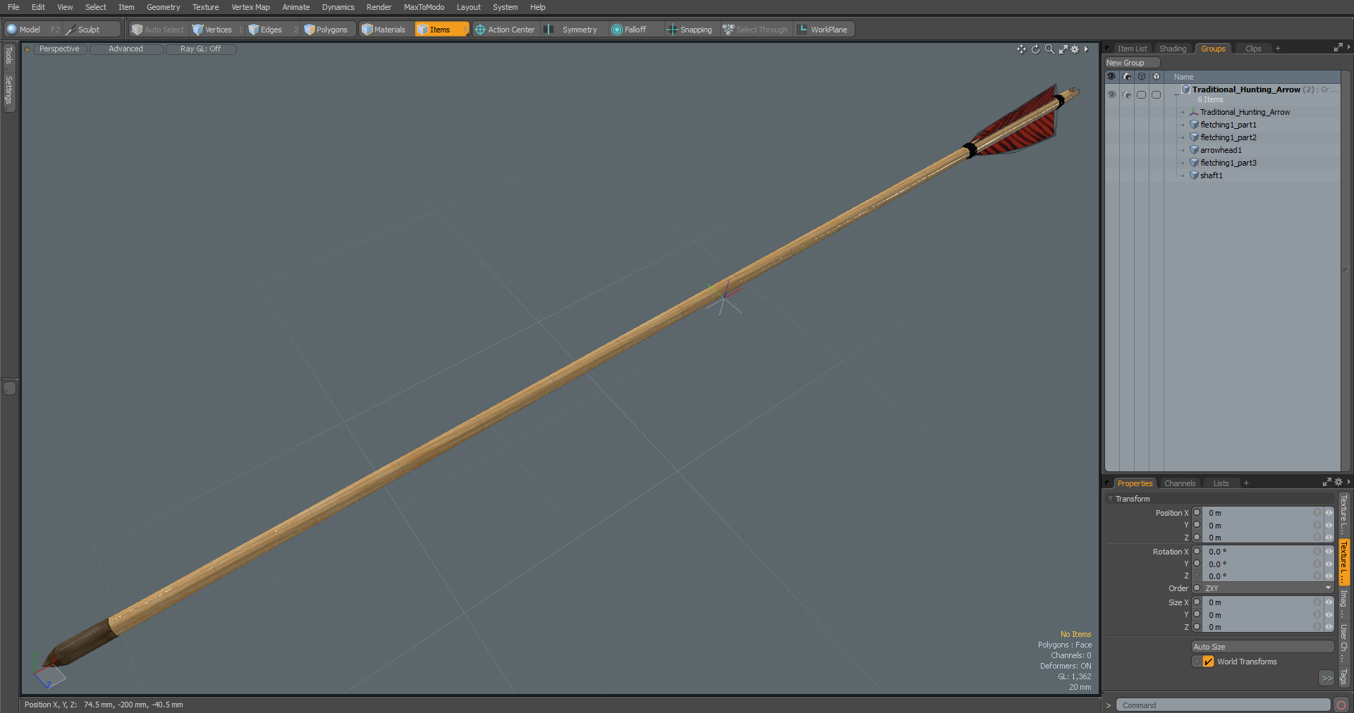 3D model Traditional Hunting Arrow