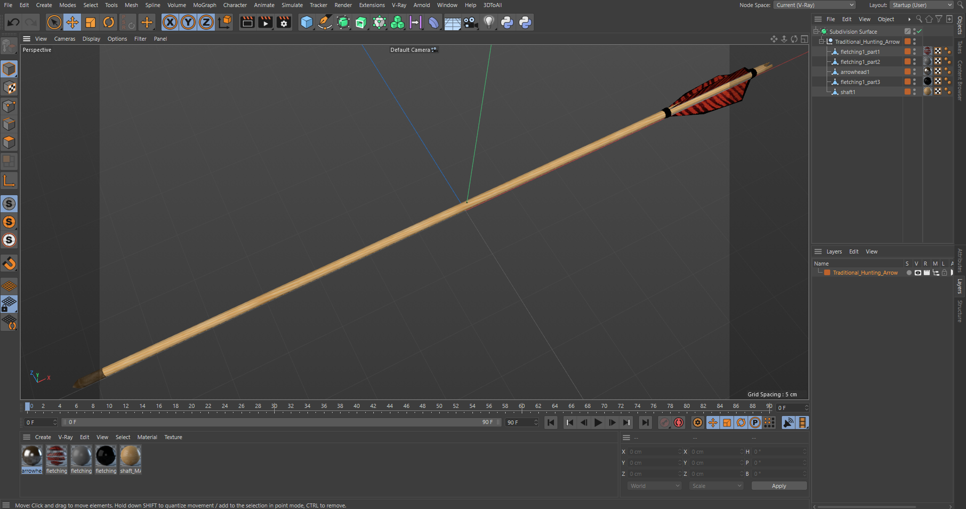 3D model Traditional Hunting Arrow