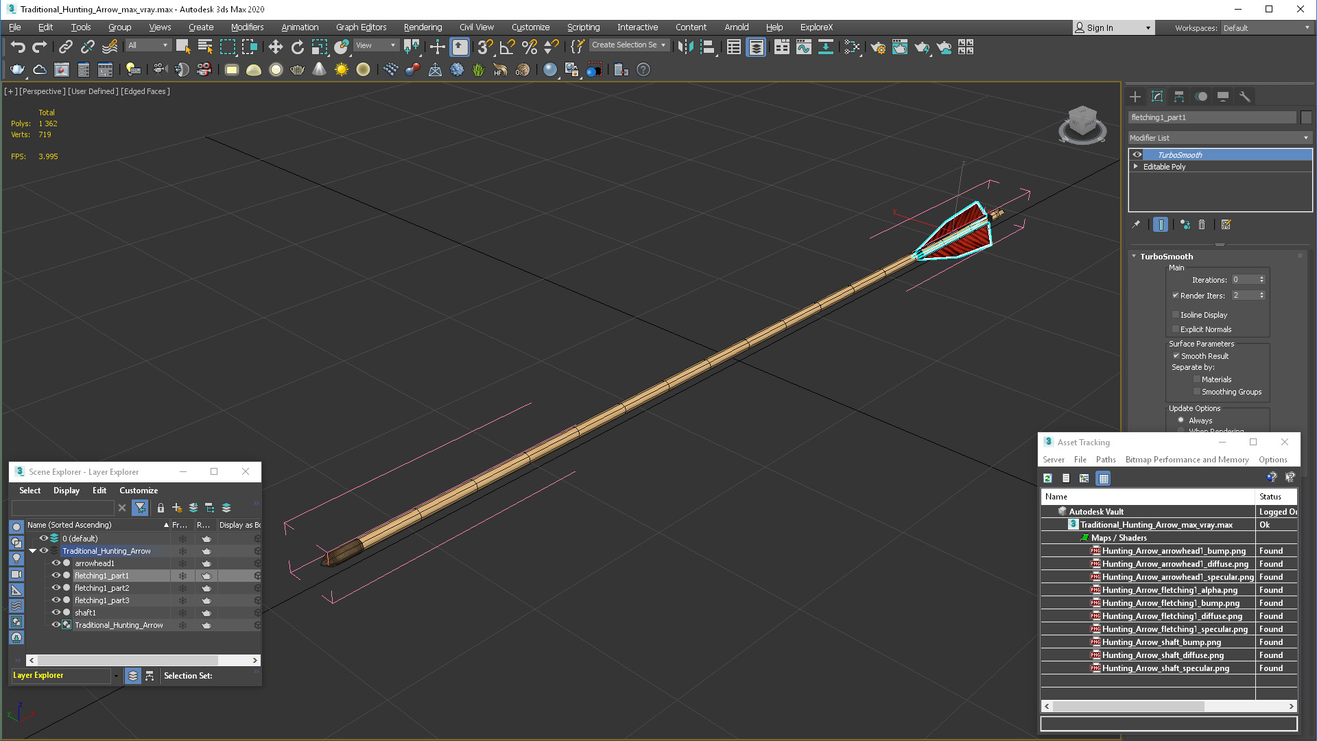 3D model Traditional Hunting Arrow