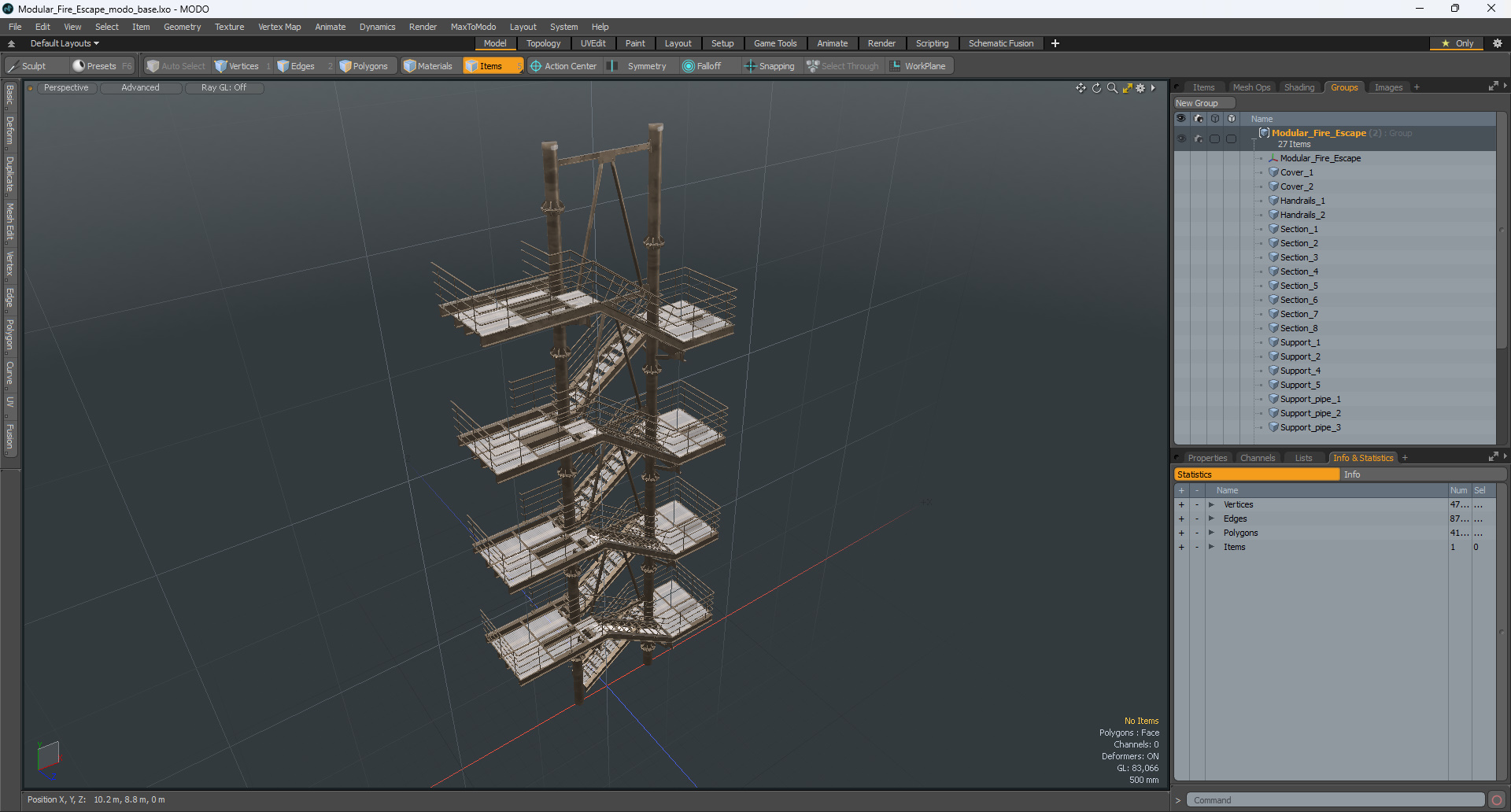 Modular Fire Escape 3D model