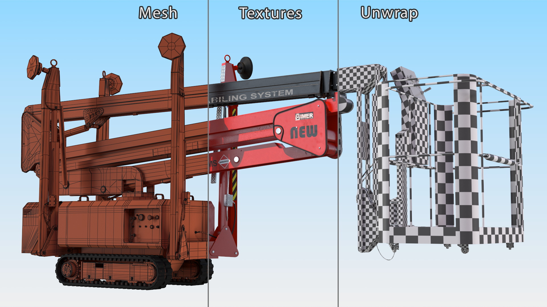 3D Articulated Boom Lift Rigged model