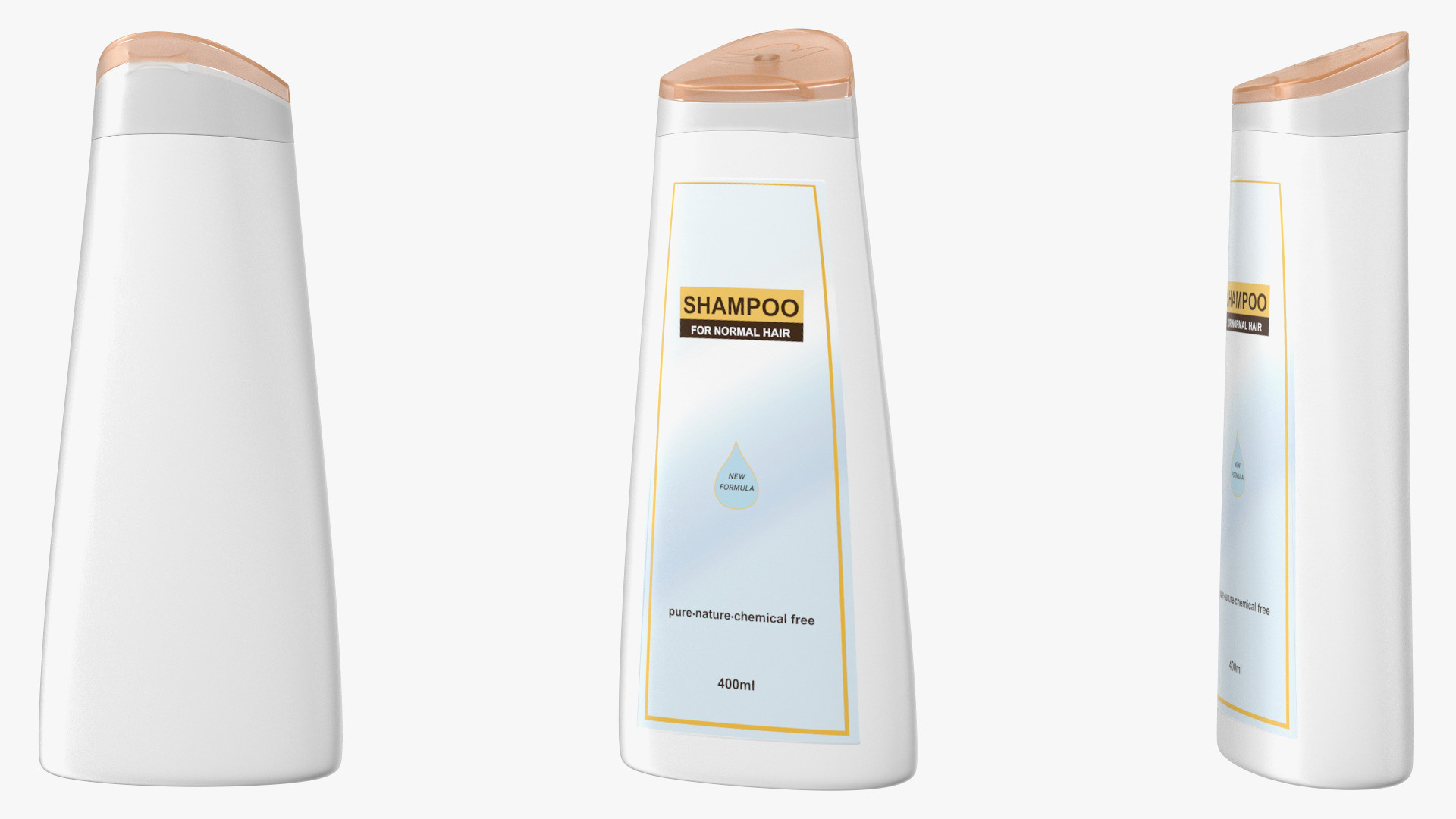 3D model Shampoo Bottle Triangle Long Shape 400ml