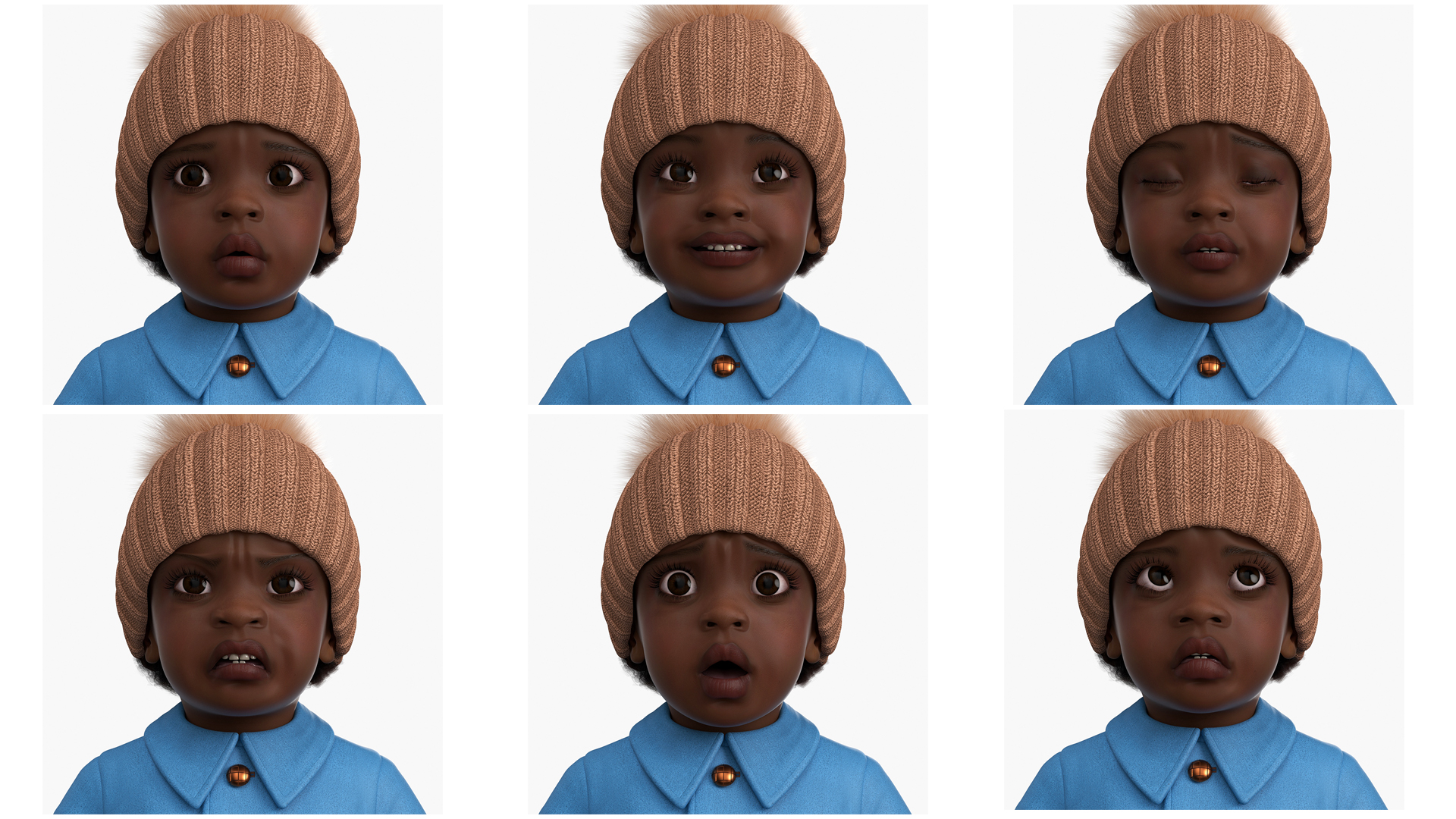 Little Black Girl Light Skin Autumn Clothes Fur Rigged 3D model