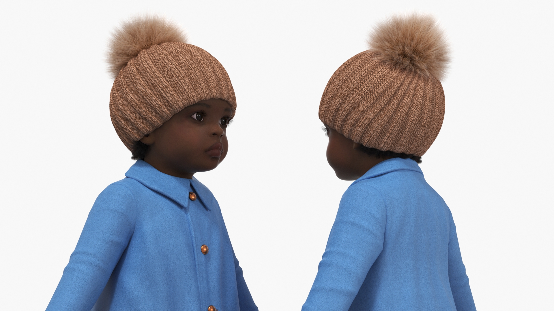 Little Black Girl Light Skin Autumn Clothes Fur Rigged 3D model