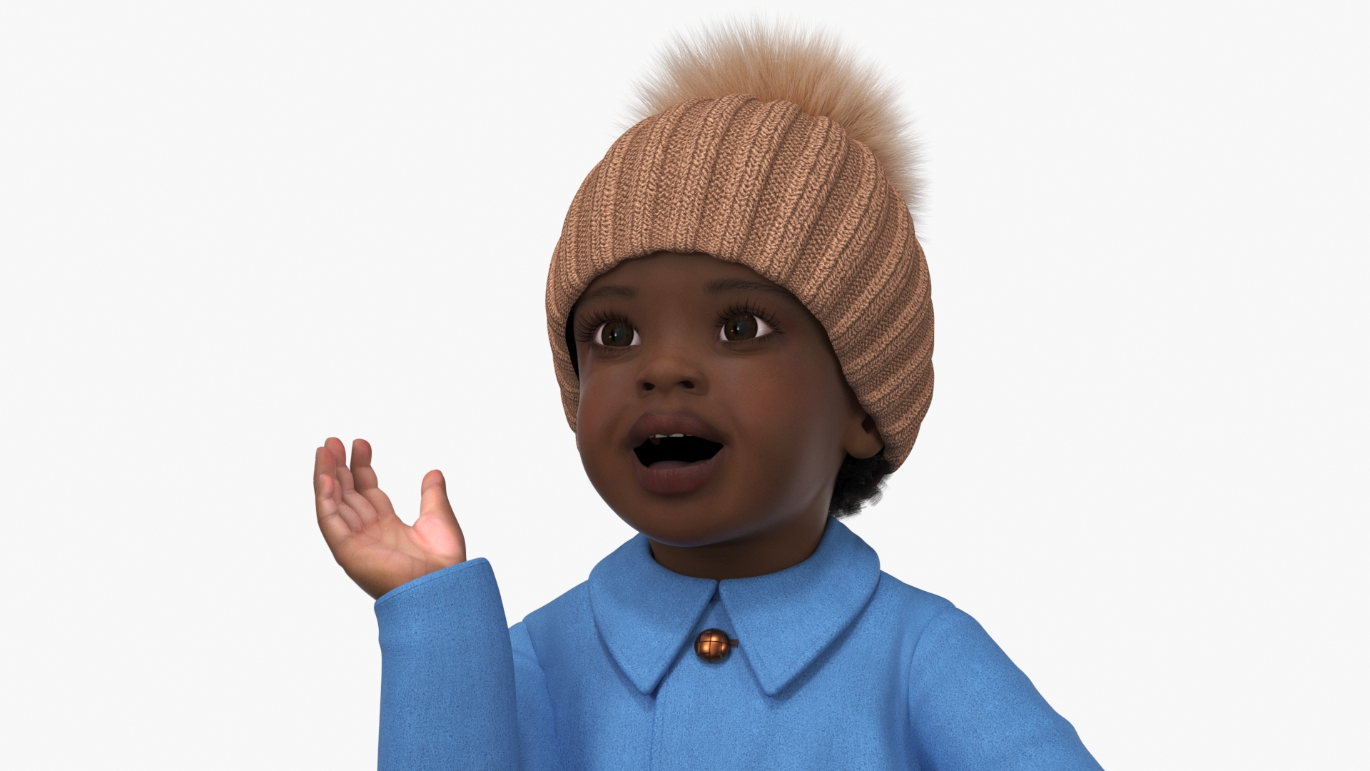 Little Black Girl Light Skin Autumn Clothes Fur Rigged 3D model