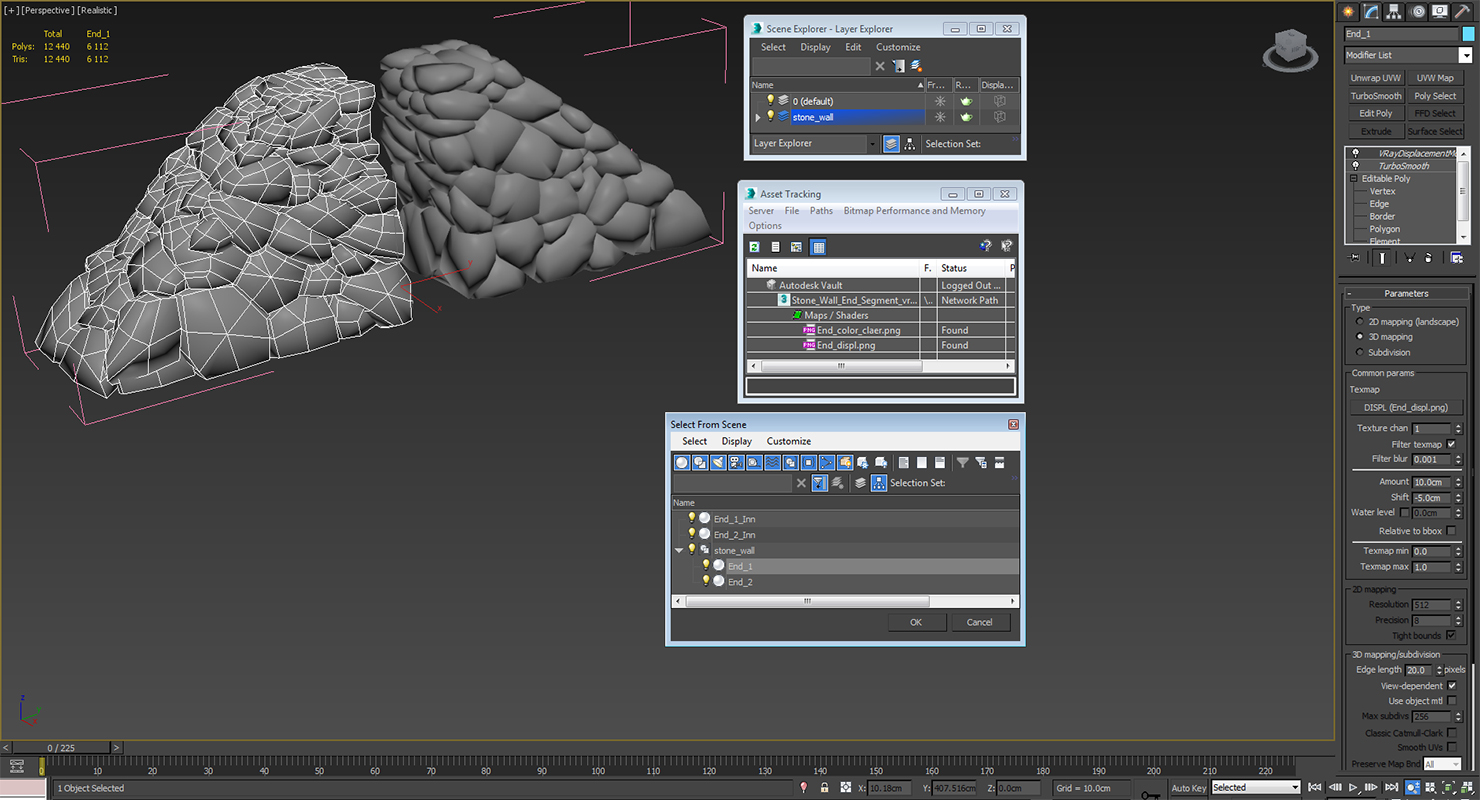 Stone Wall End Segment 3D