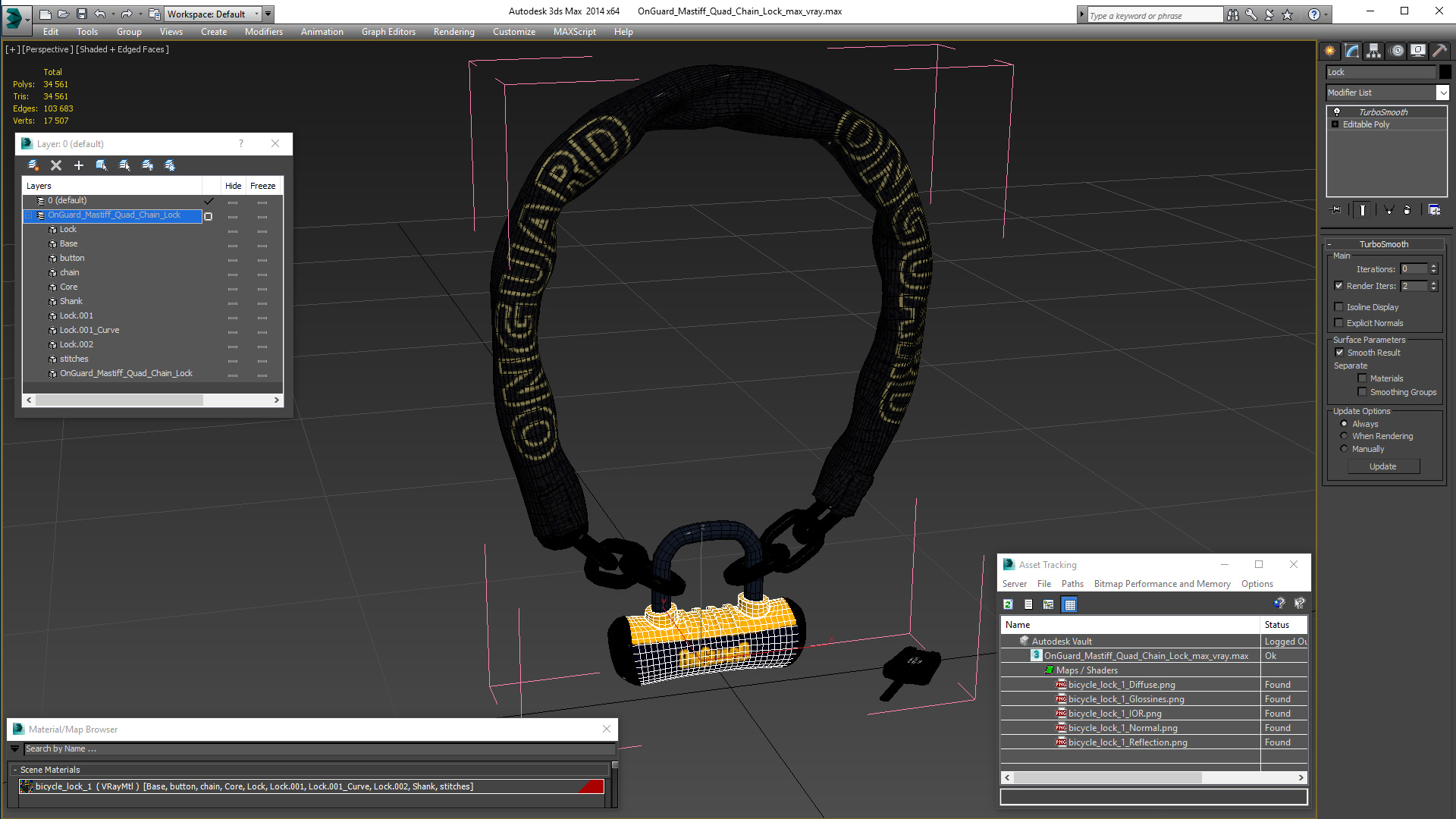 3D OnGuard Mastiff Quad Chain Lock