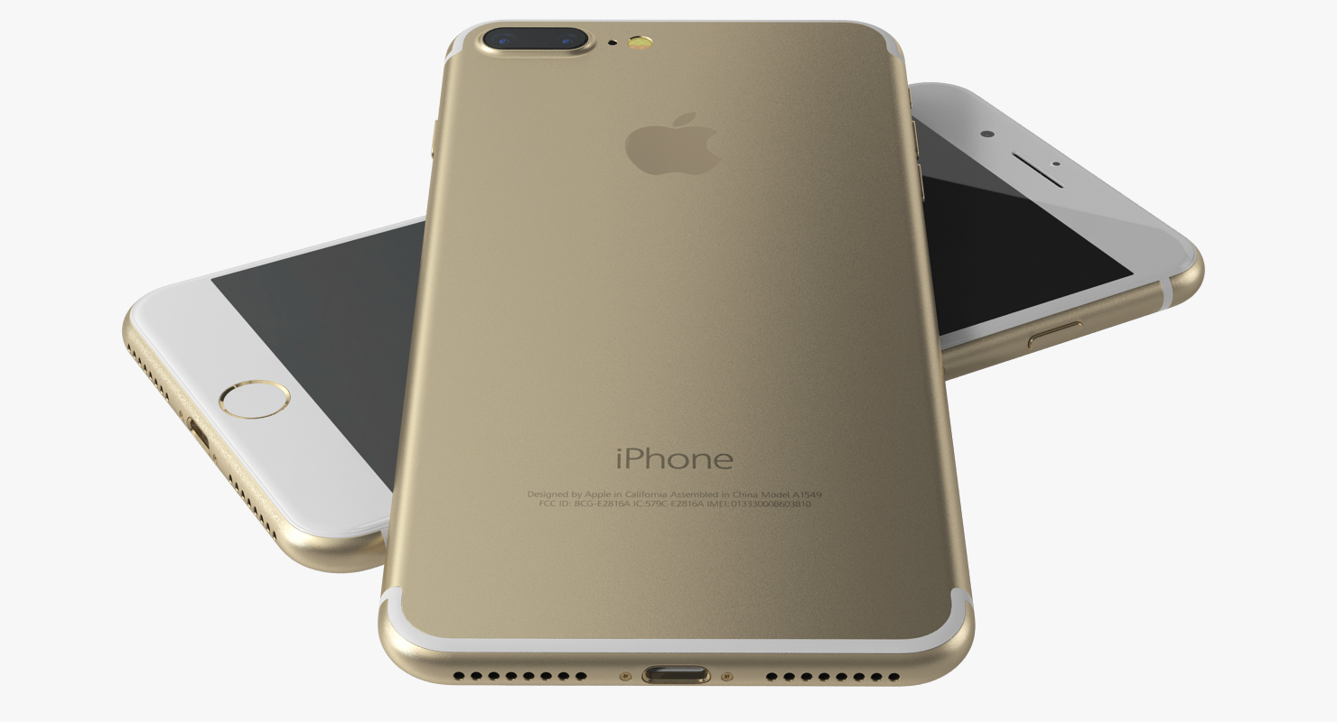 3D IPhone 7 Plus Gold model