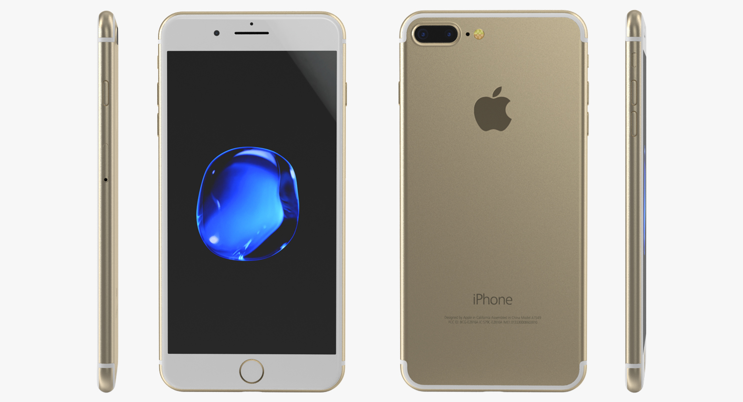 3D IPhone 7 Plus Gold model