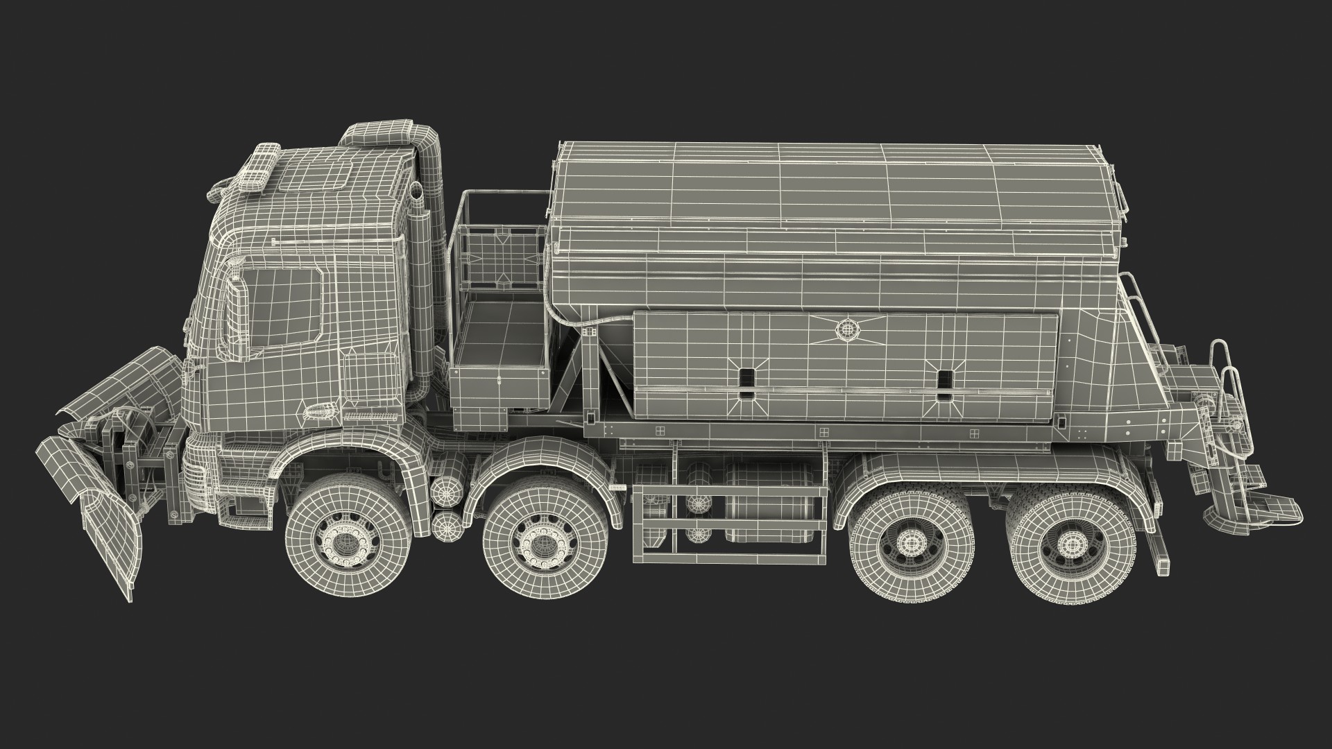 Mercedes Benz 8x6 Arocs Gritter Truck Rigged 3D model