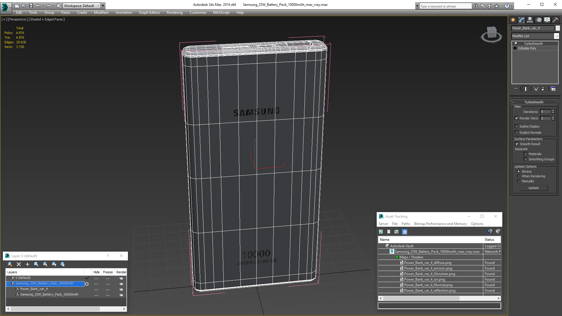 3D Samsung 25W Battery Pack 10000mAh model