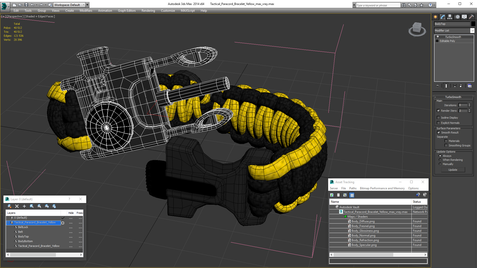 3D Tactical Paracord Bracelet Yellow model