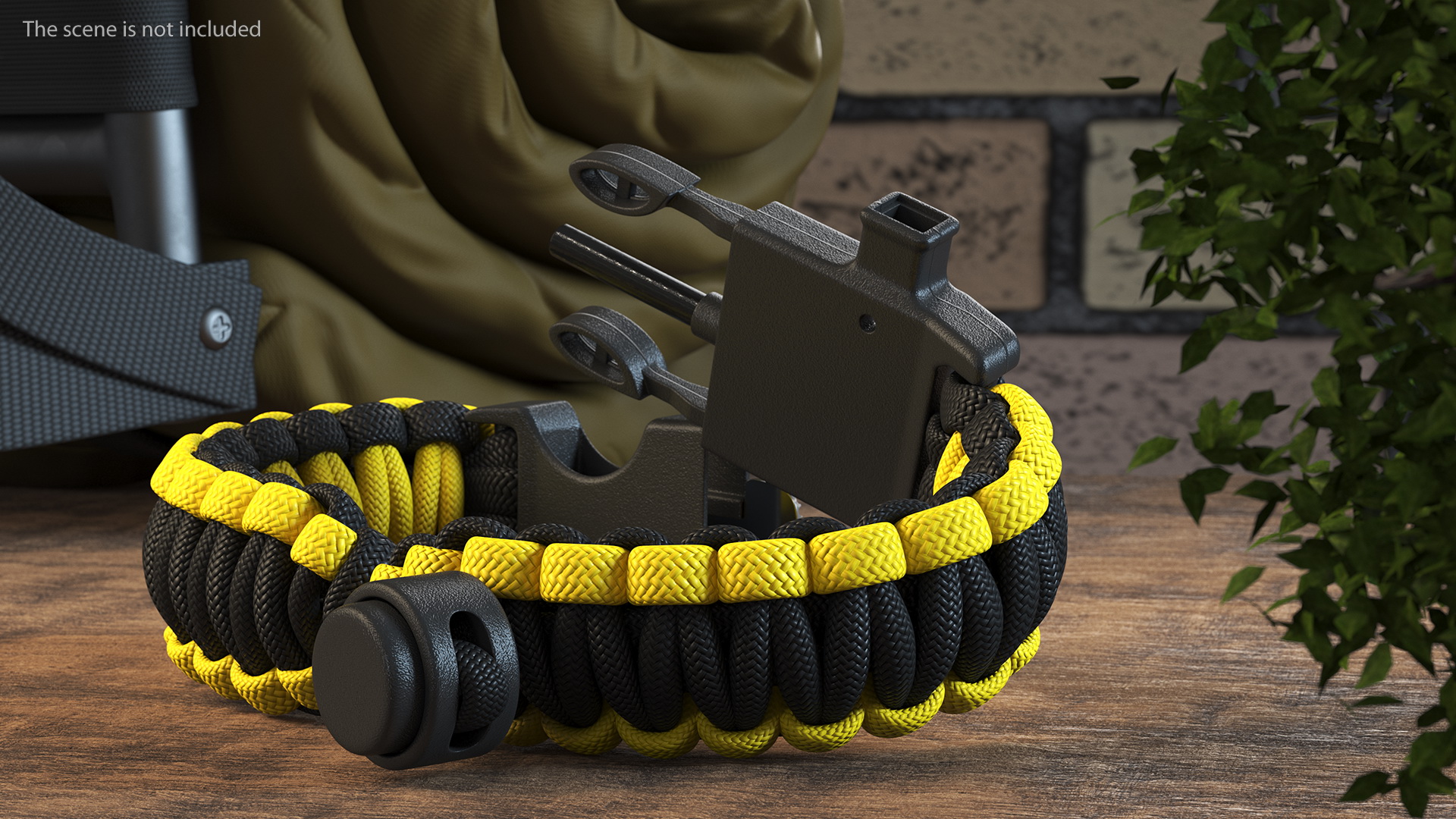 3D Tactical Paracord Bracelet Yellow model