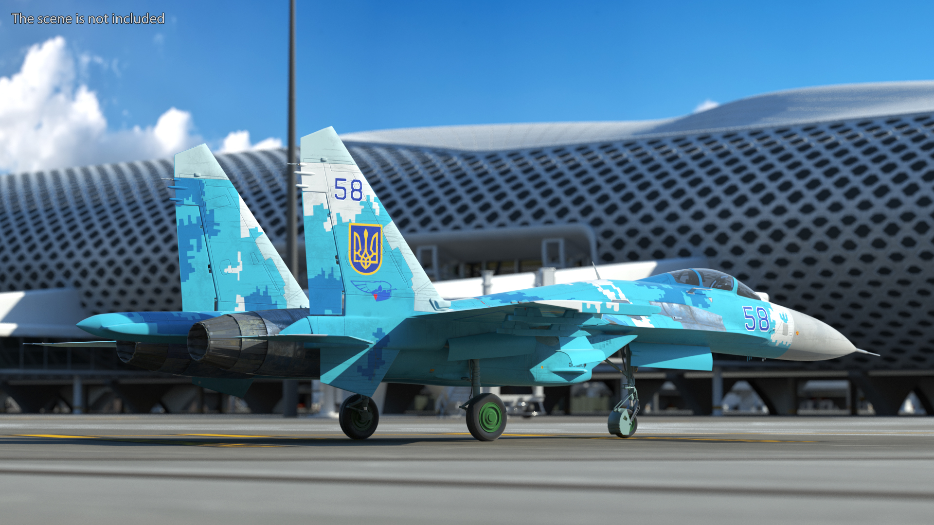 3D Sukhoi Su-27 Ukrainian Fighter Aircraft Rigged