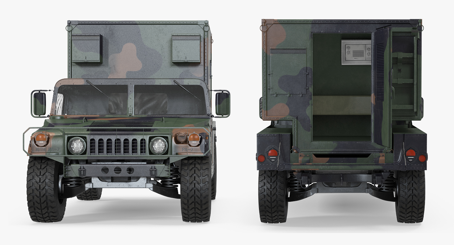 3D Shelter HMMWV m1037 Rigged Camo