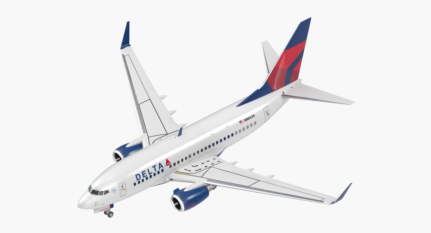 Boeing 737 600 Delta Air Lines Rigged 3D