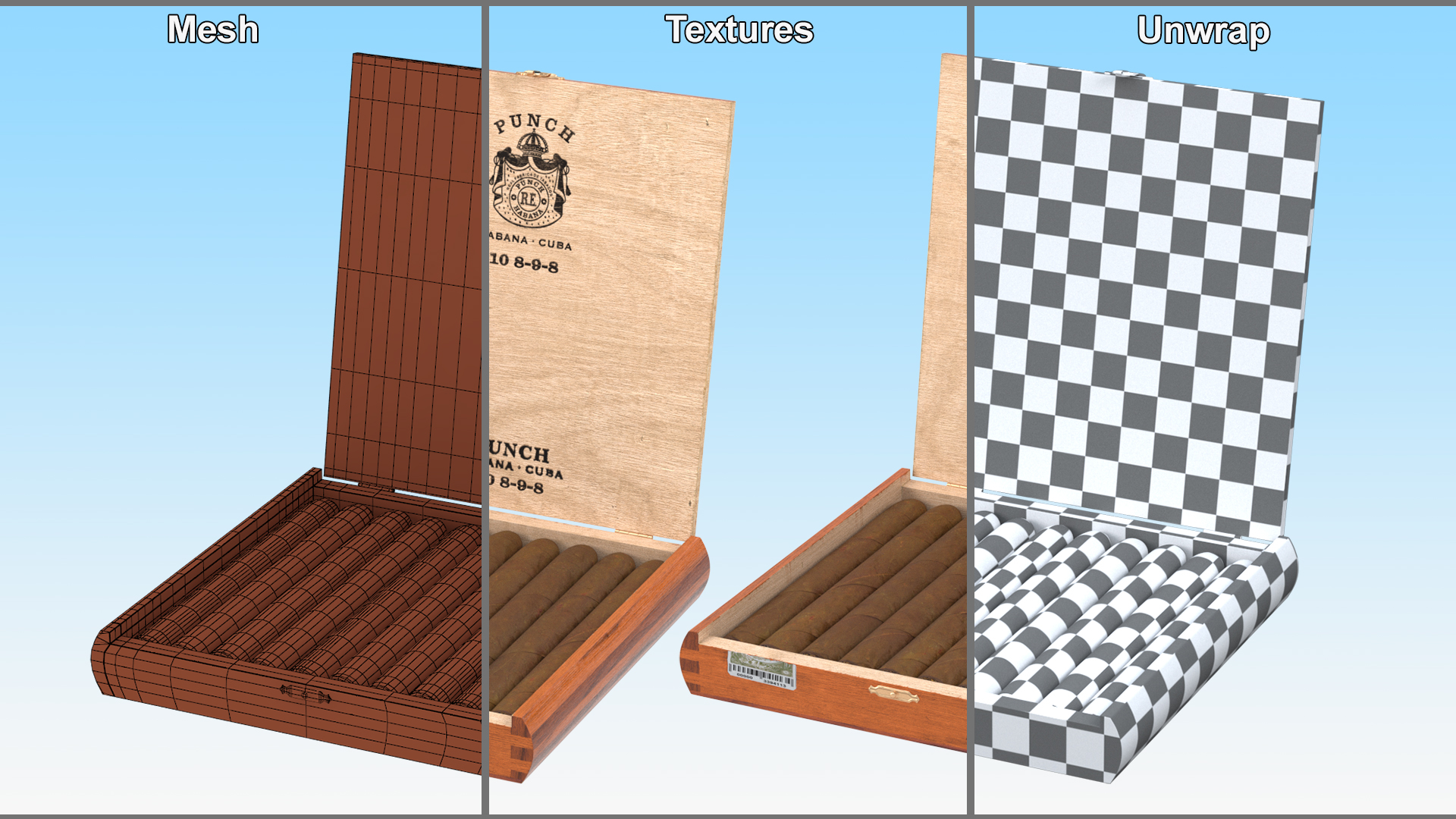 3D Cuban Cigars Box Open