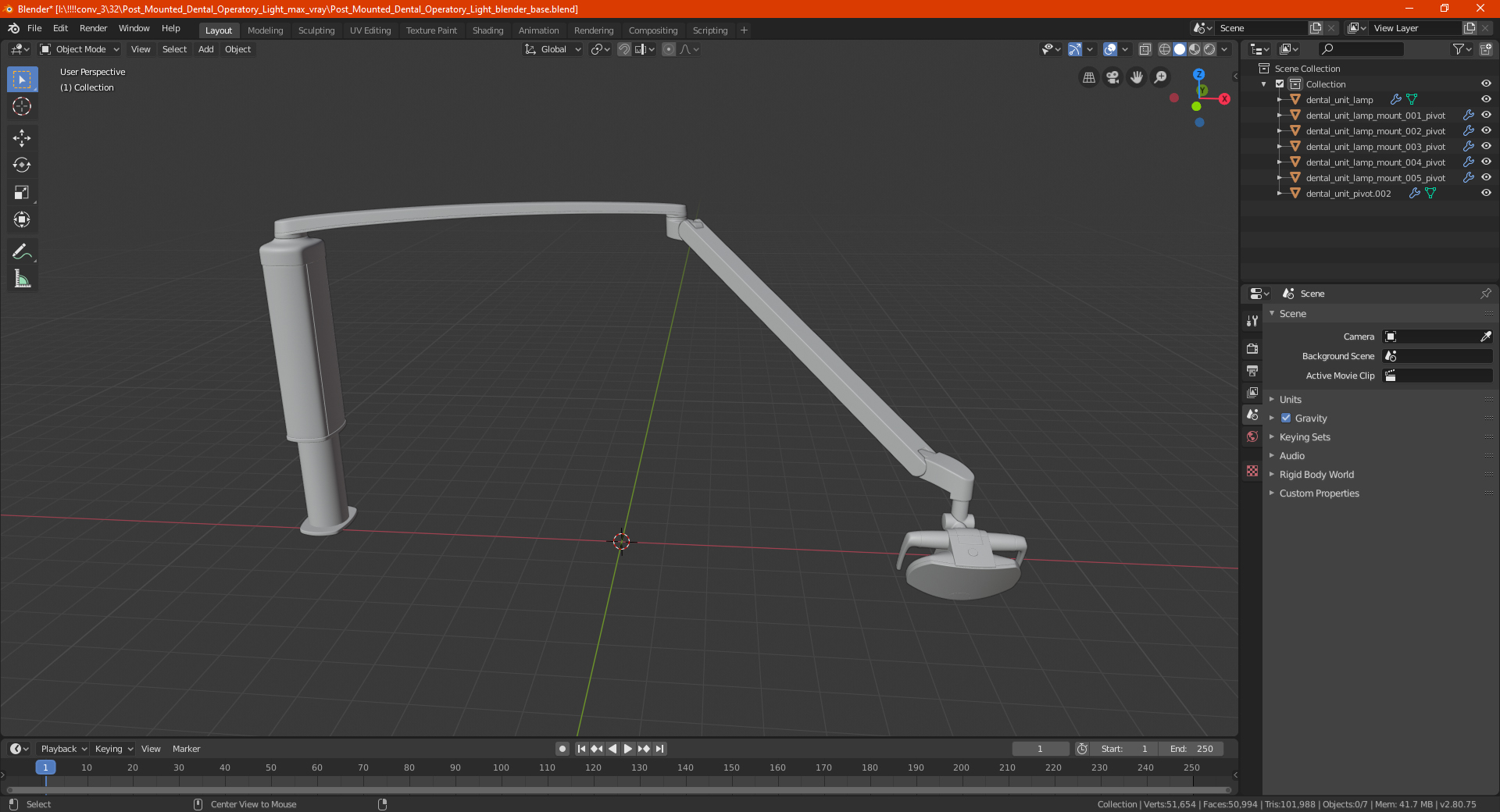 3D model Post Mounted Dental Operatory Light