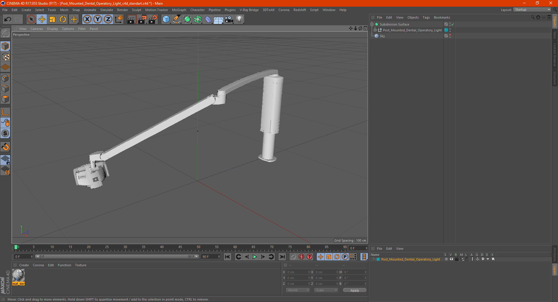 3D model Post Mounted Dental Operatory Light