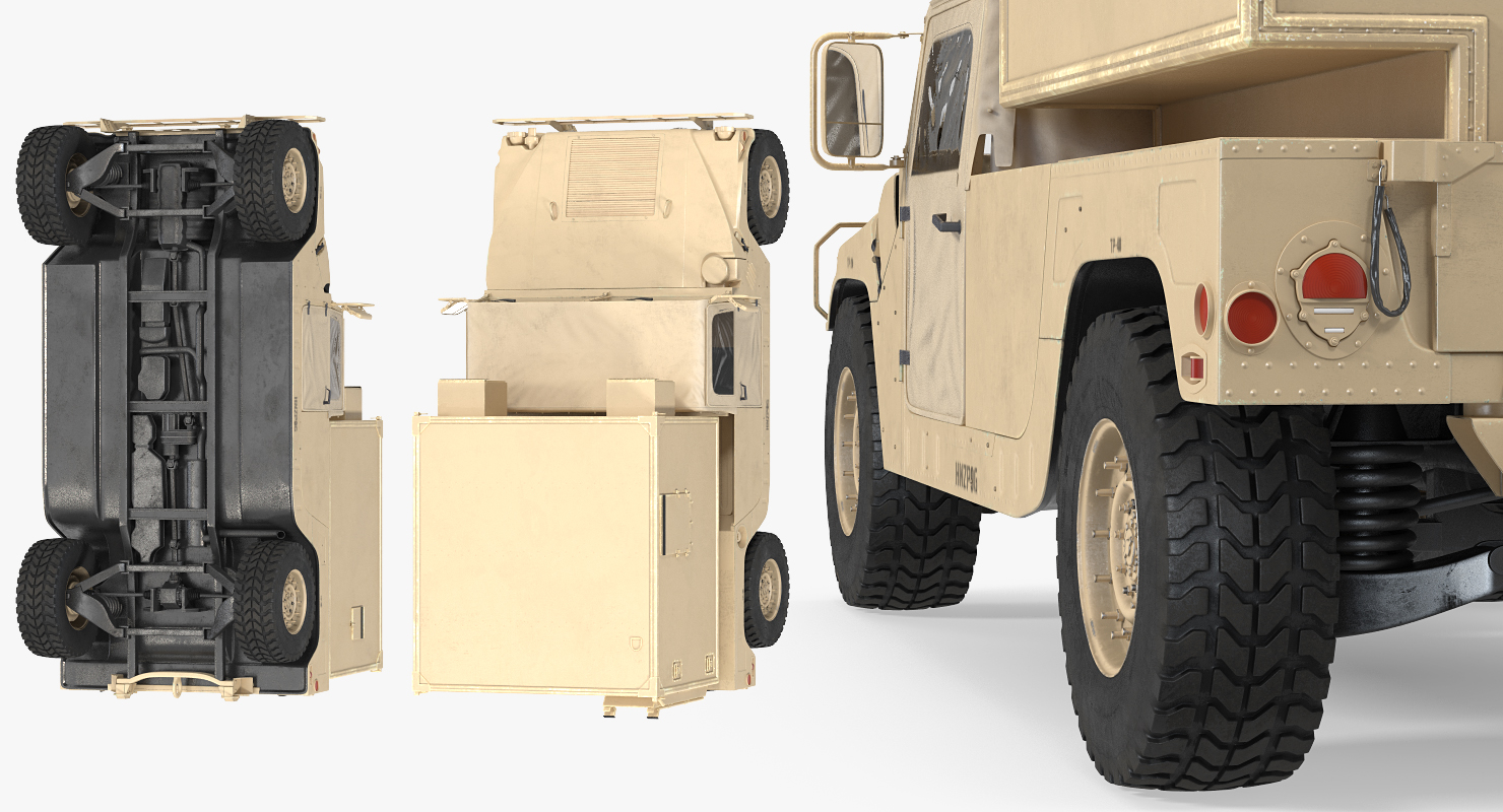 3D model Shelter Carrier MSE HMMWV m1037 Rigged Desert