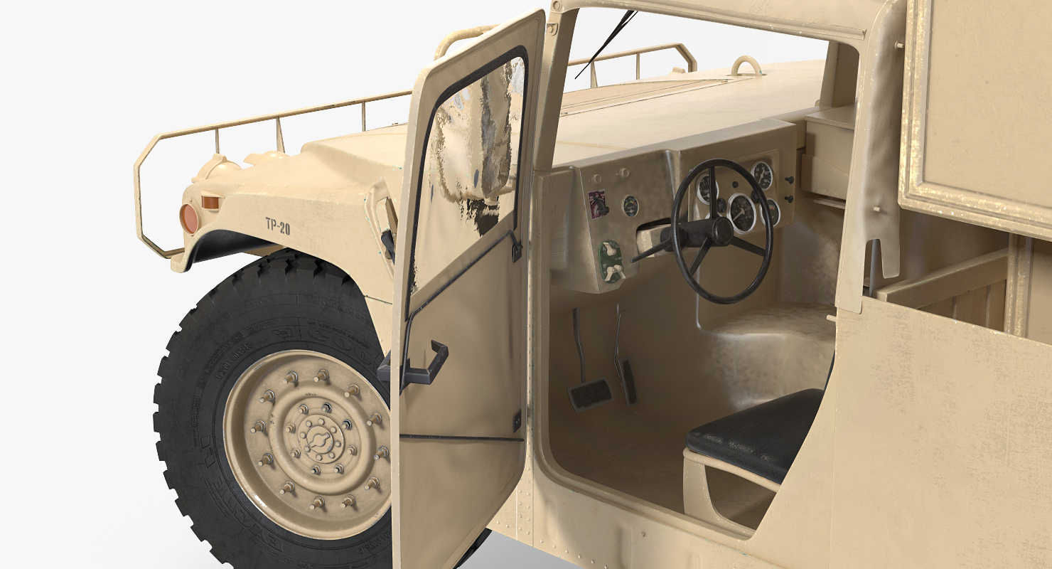 3D model Shelter Carrier MSE HMMWV m1037 Rigged Desert