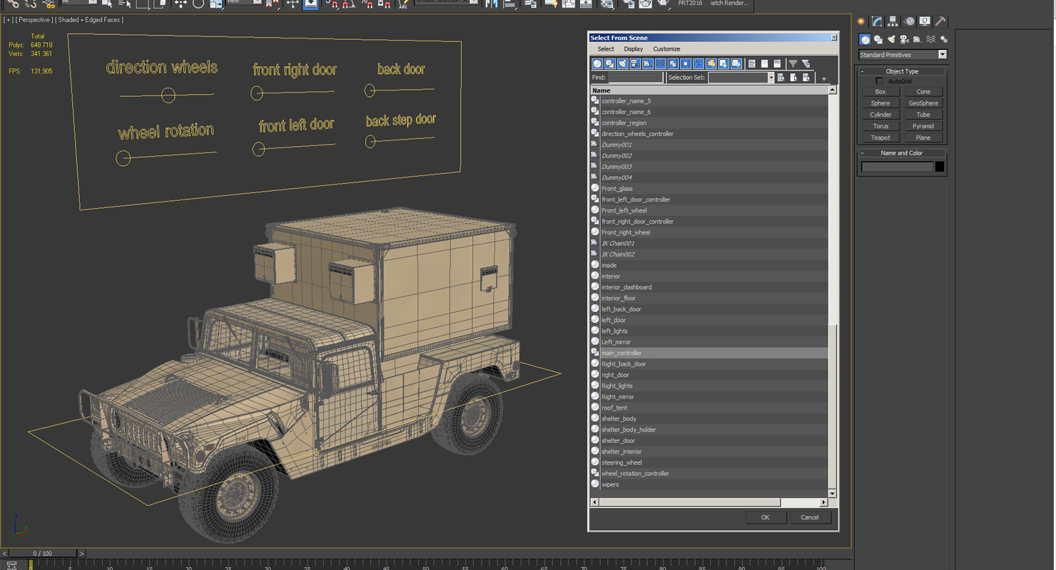 3D model Shelter Carrier MSE HMMWV m1037 Rigged Desert