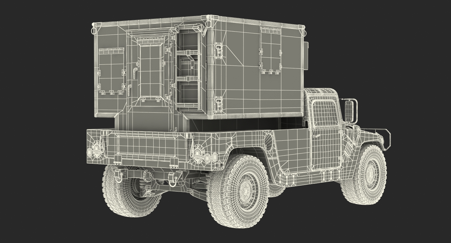 3D model Shelter Carrier MSE HMMWV m1037 Rigged Desert