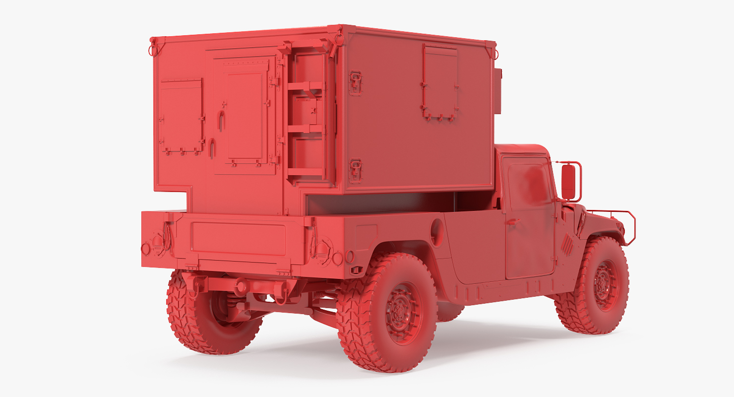 3D model Shelter Carrier MSE HMMWV m1037 Rigged Desert