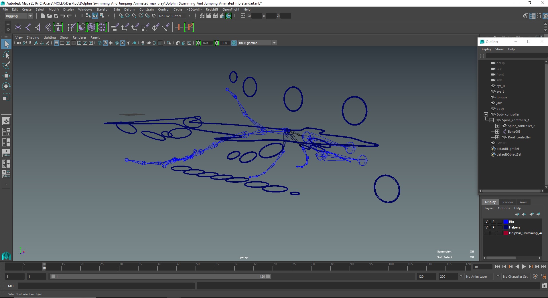 3D Dolphin Swimming And Jumping Animated for Maya