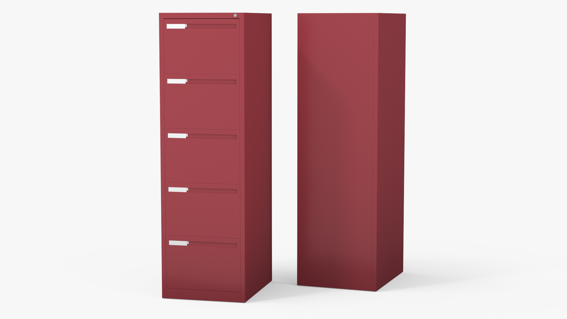 Filing Cabinet 5 Drawer Red 3D