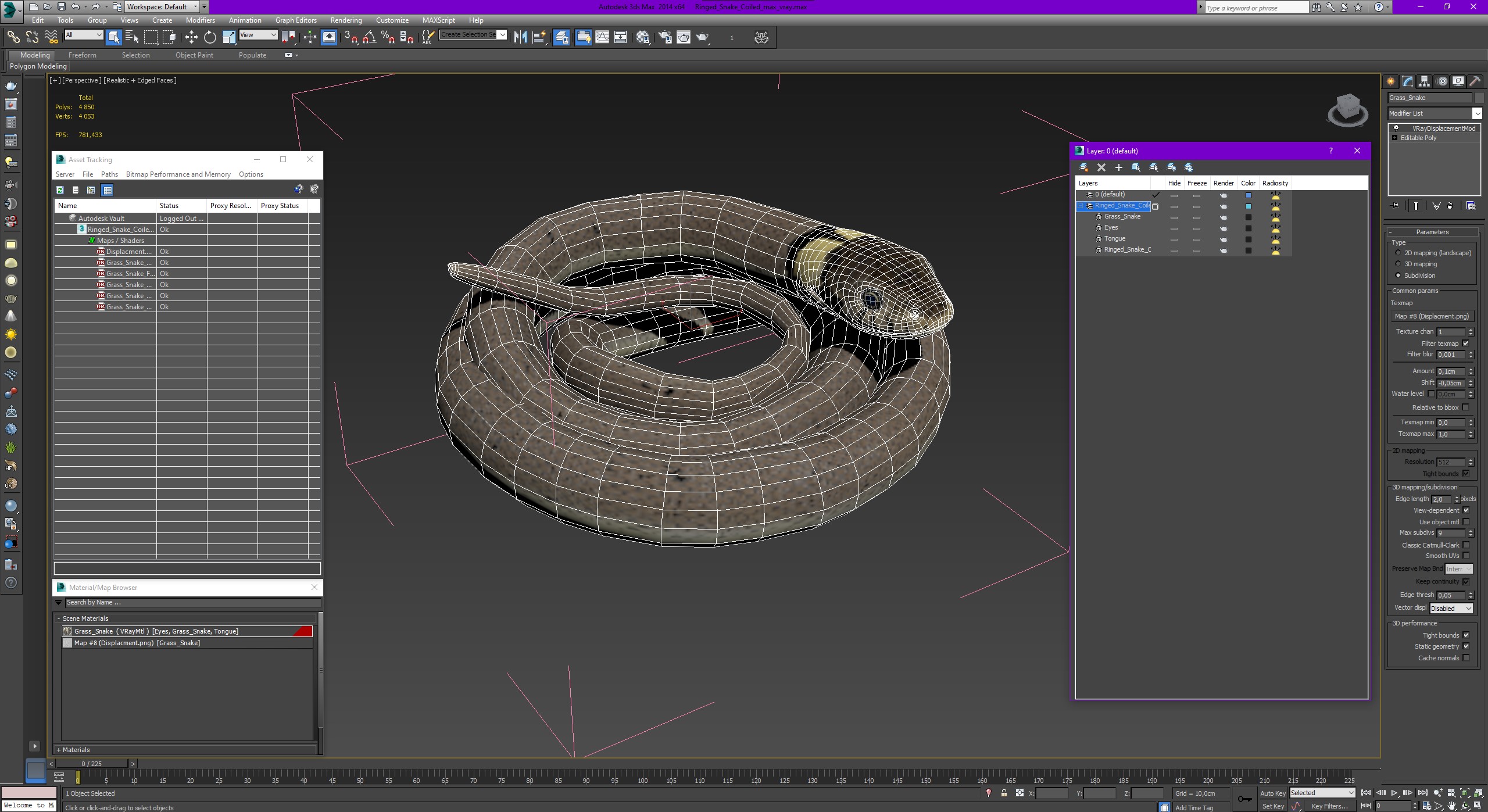 Ringed Snake Coiled 3D model