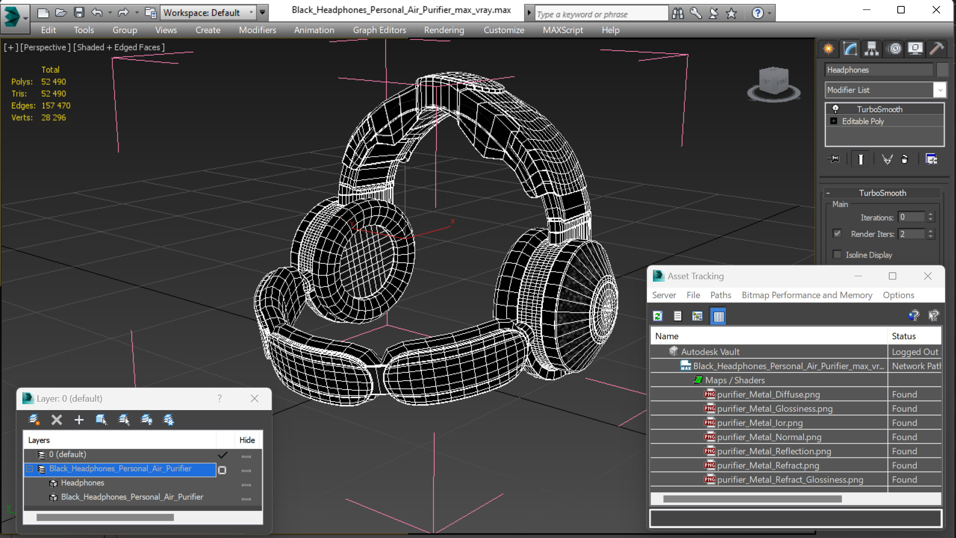 3D Black Headphones Personal Air Purifier model