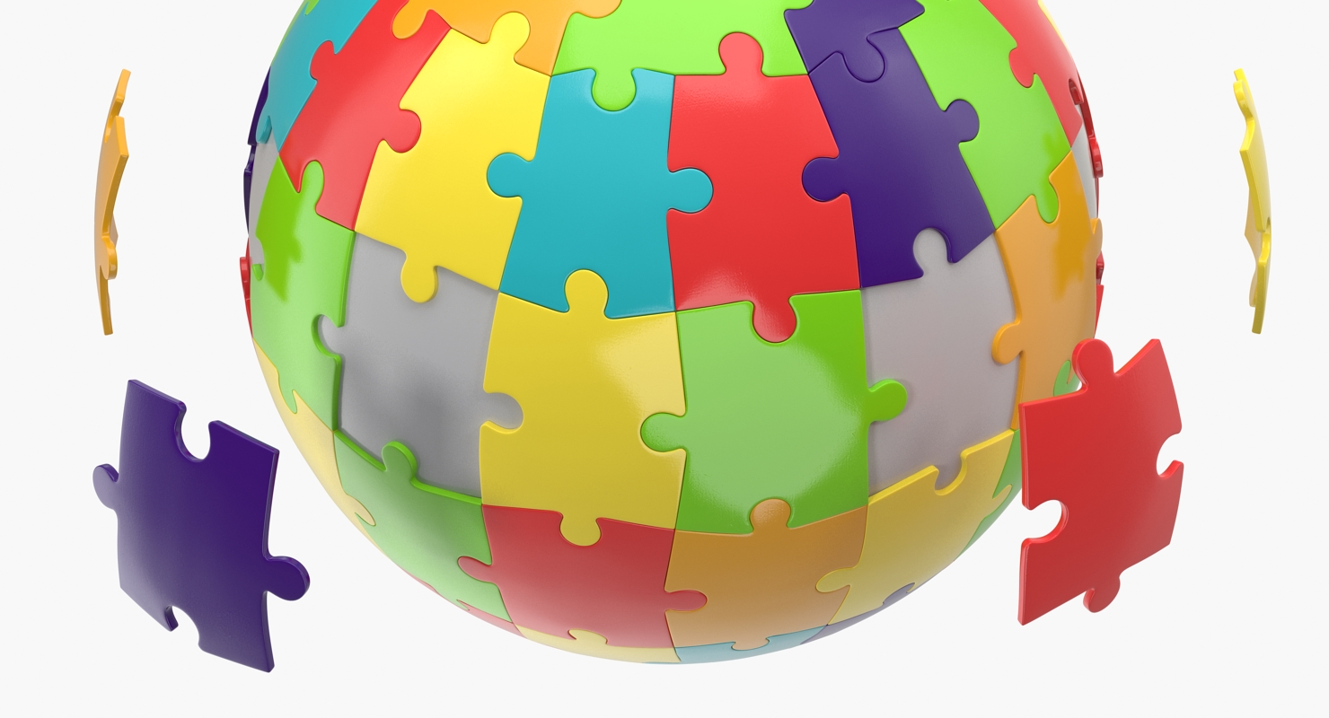 3D model Colored Puzzle Globe