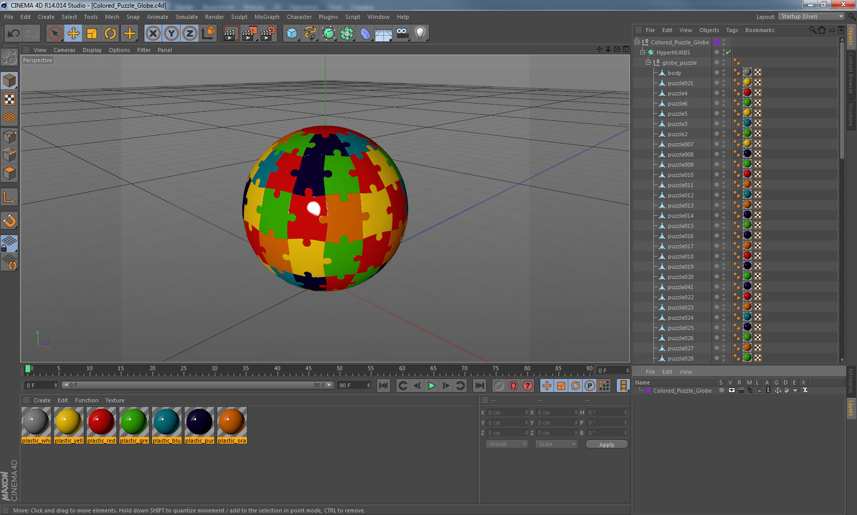 3D model Colored Puzzle Globe